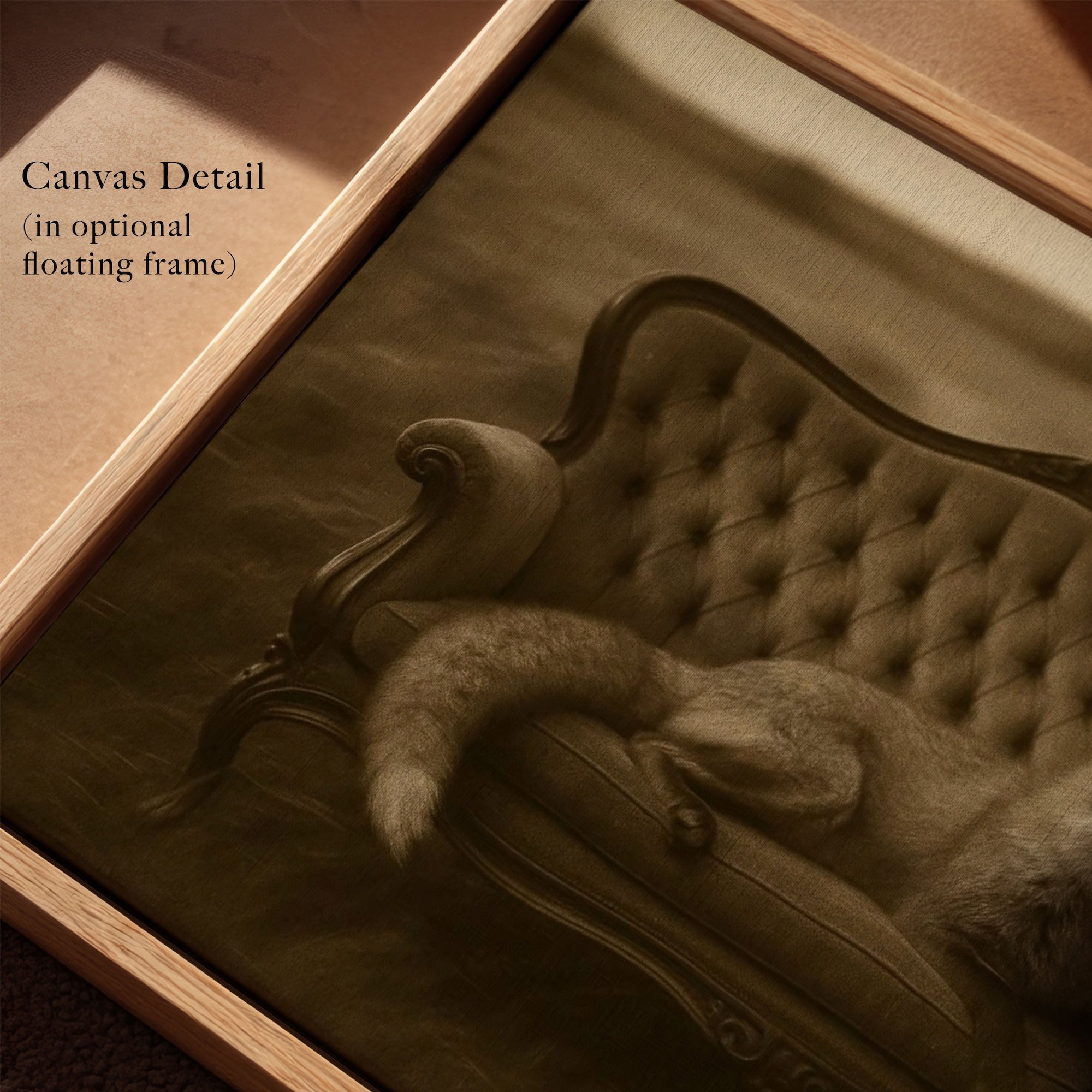 Fox on Victorian Sofa: Elegant Whimsical Sepia Art Print