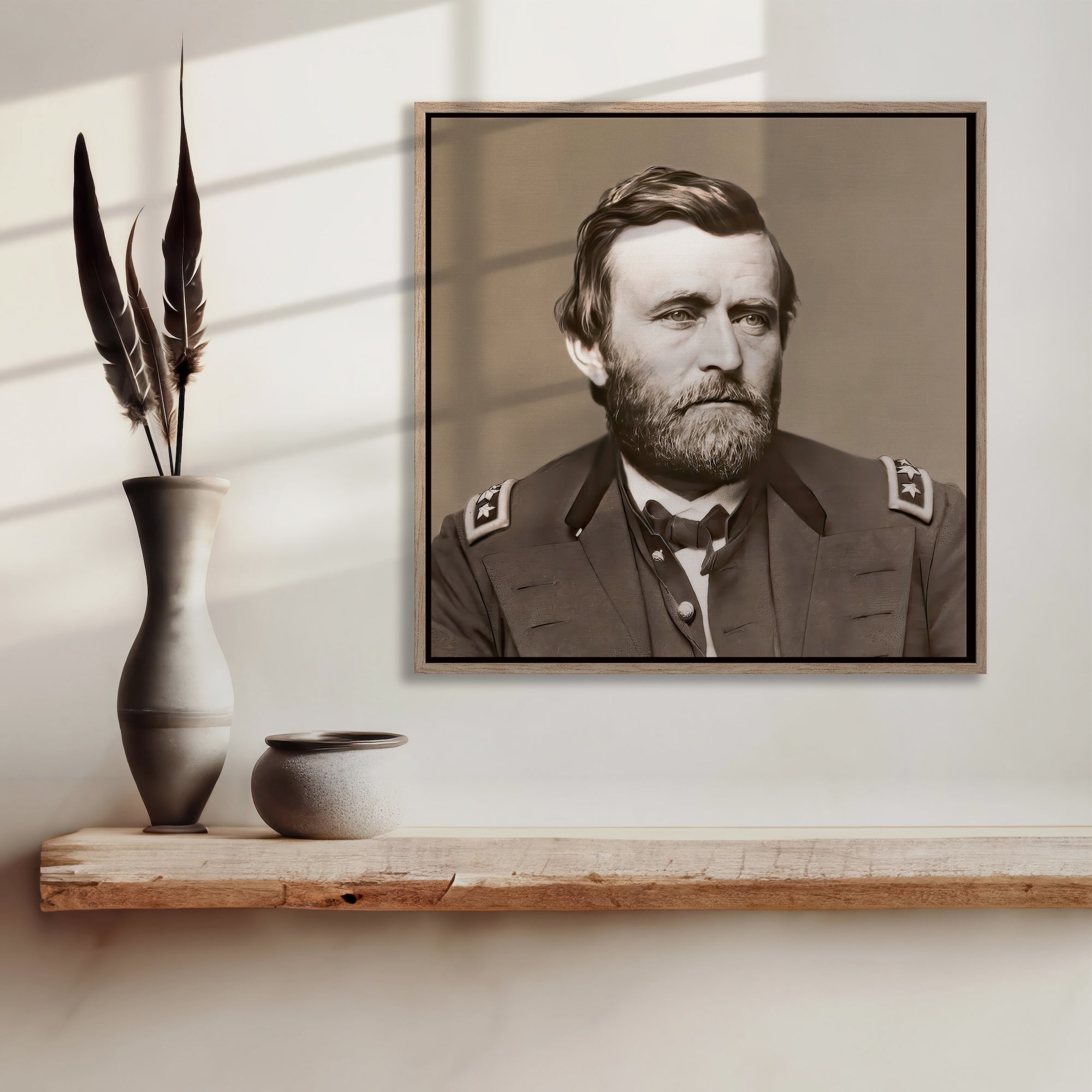 General Ulysses S. Grant Vintage Sepia Tone Photograph & Civil War Quote Bundle: There Are But Two Parties Now, Traitors & Patriots (Ready-to-Hang Canvas or Ready-to-Frame Fine Art Poster Print Set)