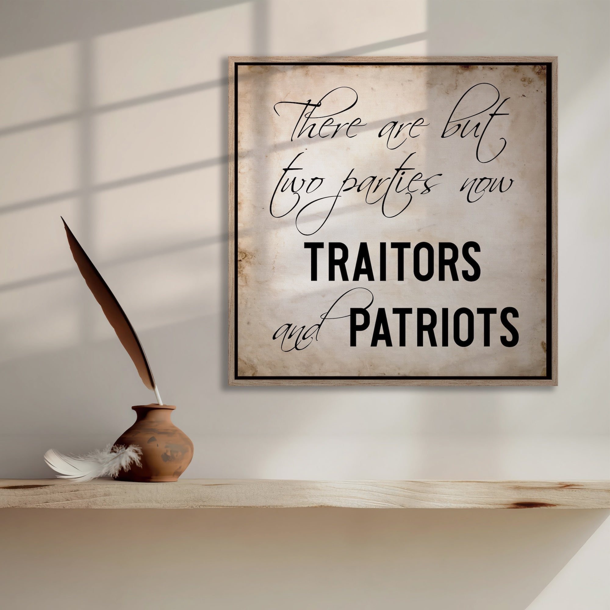 General Ulysses S. Grant Vintage Sepia Tone Photograph & Civil War Quote Bundle: There Are But Two Parties Now, Traitors & Patriots (Ready-to-Hang Canvas or Ready-to-Frame Fine Art Poster Print Set)
