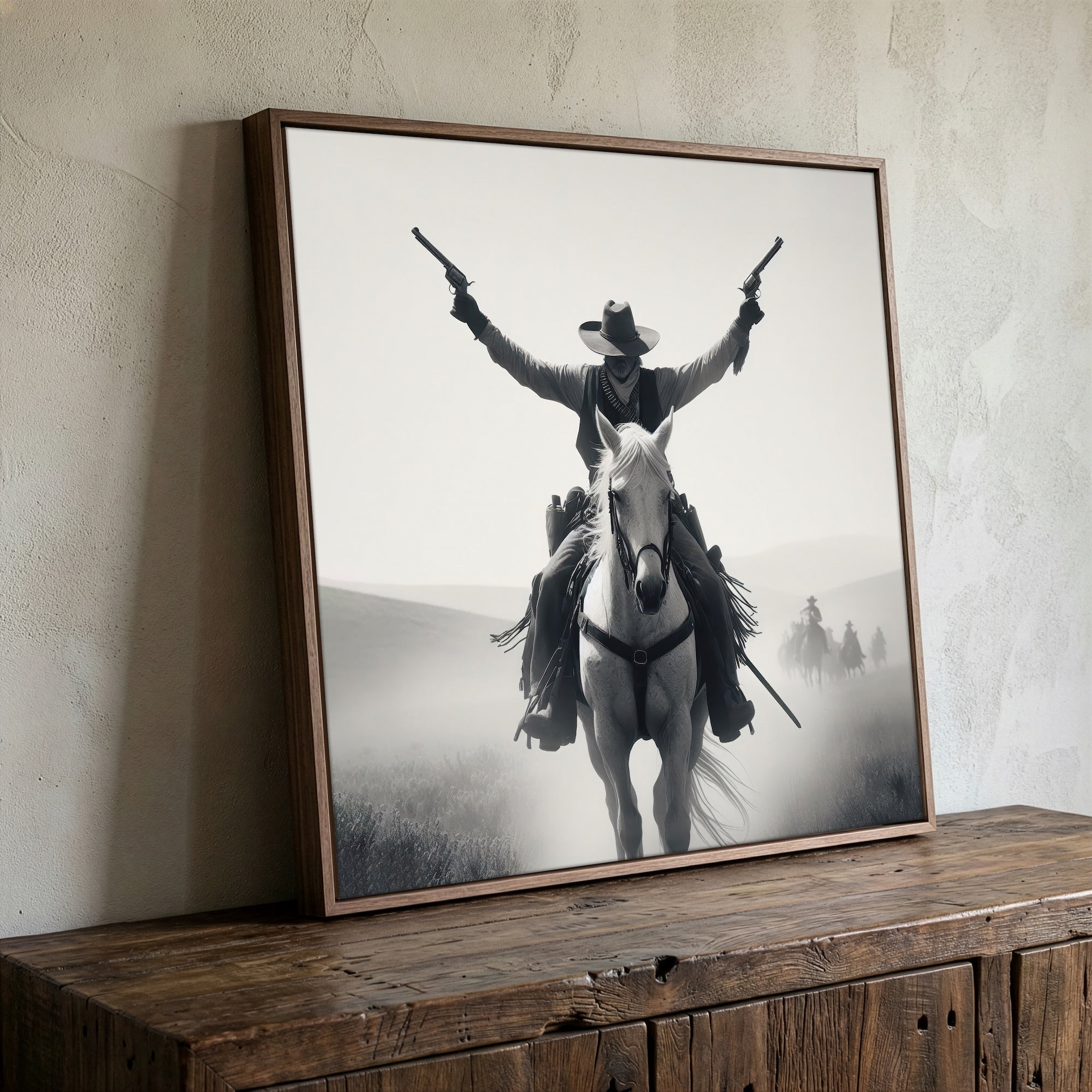 Gunslinger: Vintage Stye Old West Outlaw Black & White Photo Art Print