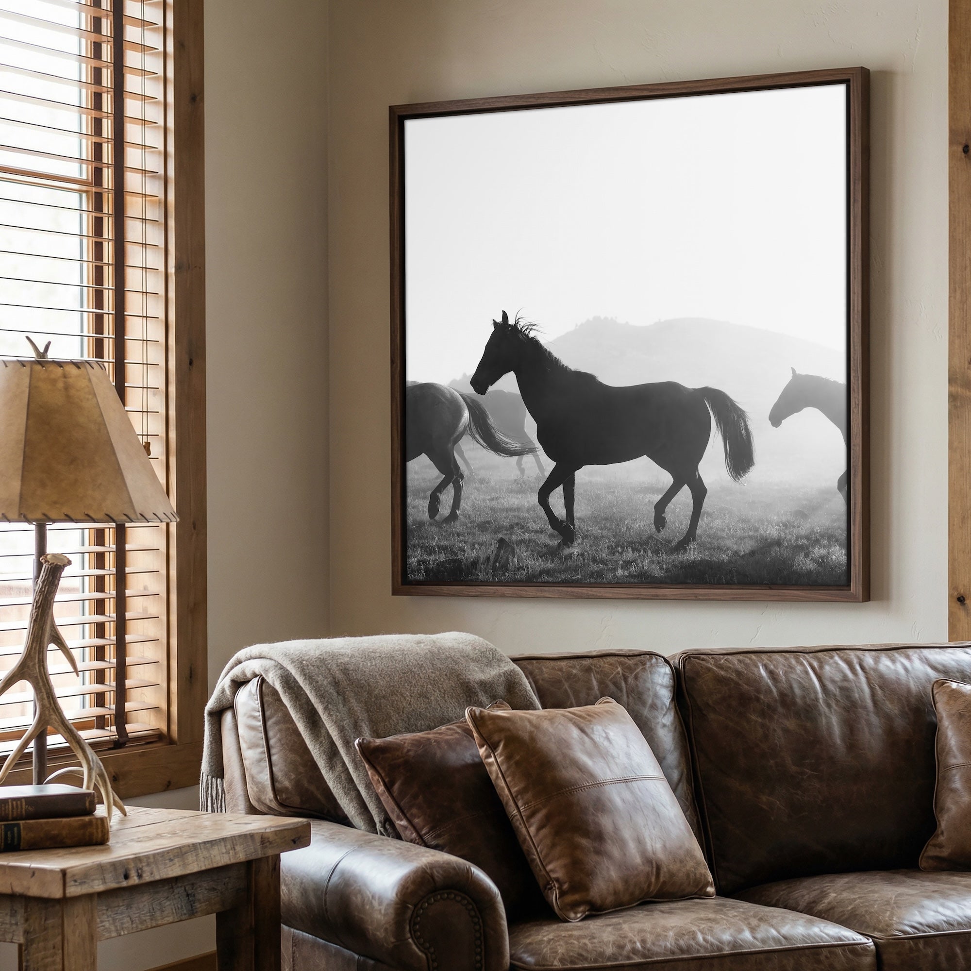 Horses: Western Black & White Photograph (Art Print)