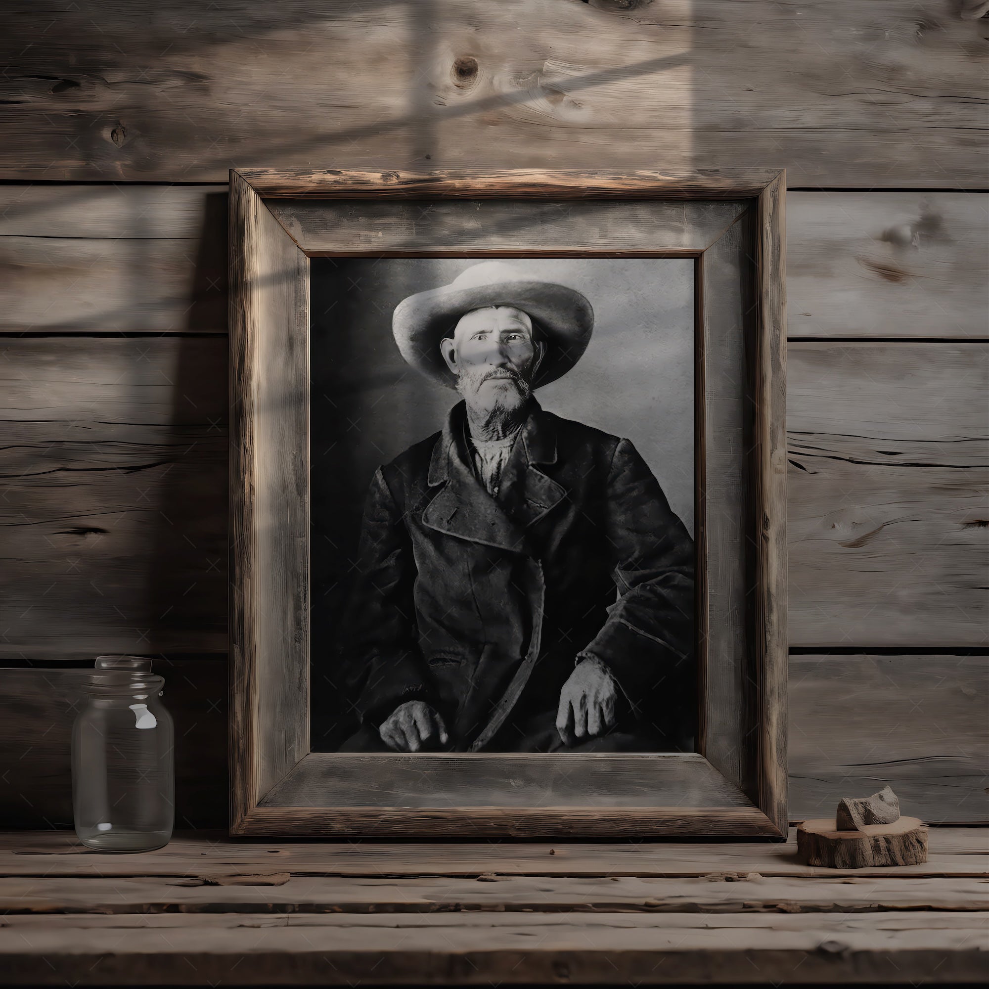 Frontiersman Jim Bridger: Vintage Old West Black & White Photograph (Art Print)