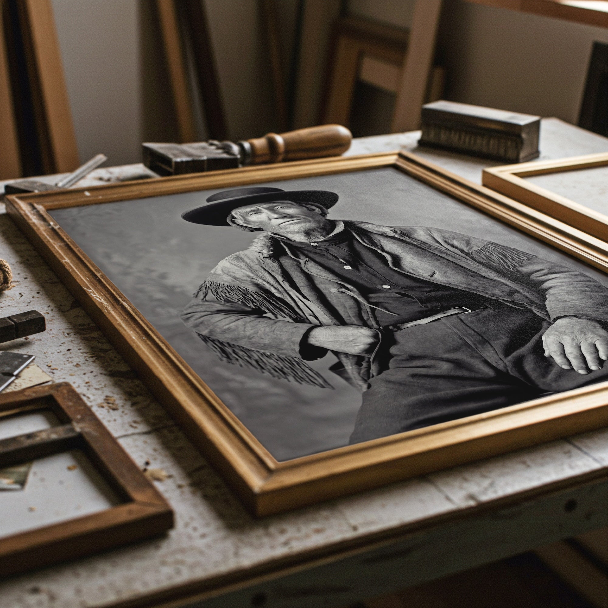 Frontiersman Jim Bridger: Recreated Vintage Old Black & White Photo Art Print