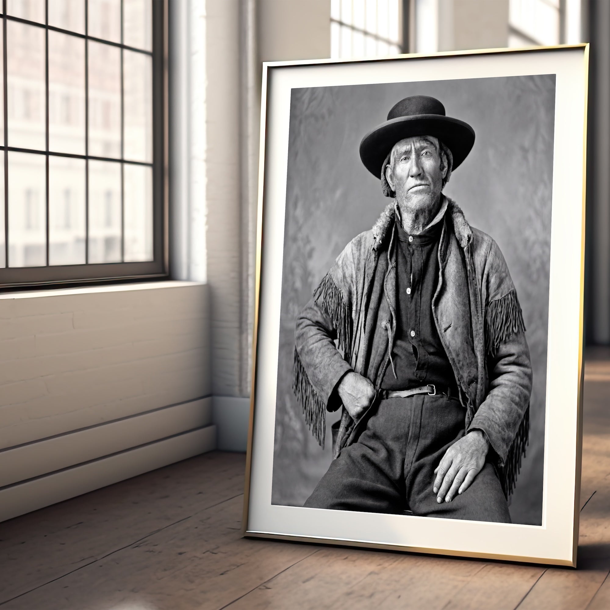 Frontiersman Jim Bridger: Recreated Vintage Old Black & White Photo Art Print