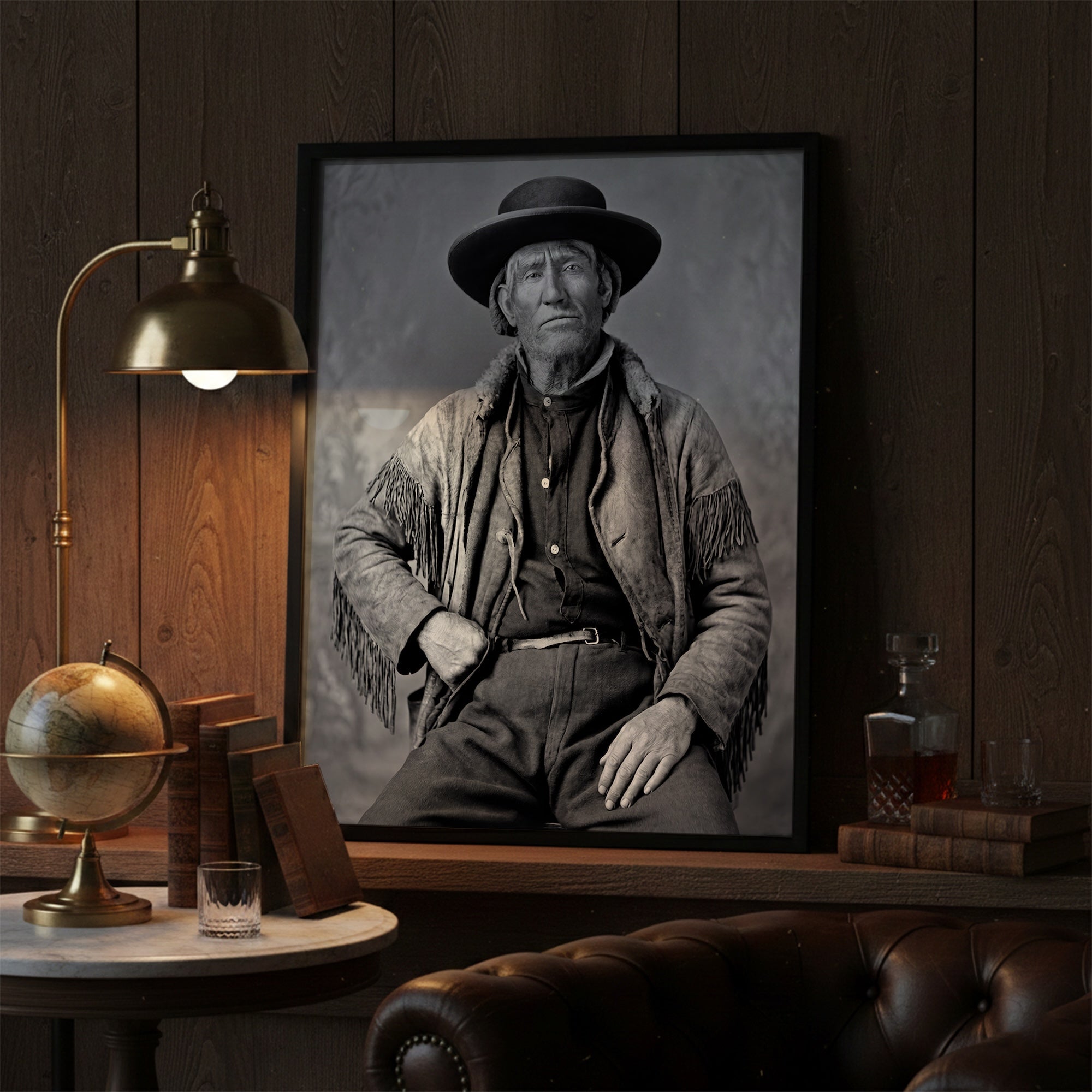 Frontiersman Jim Bridger: Recreated Vintage Old Black & White Photo Art Print