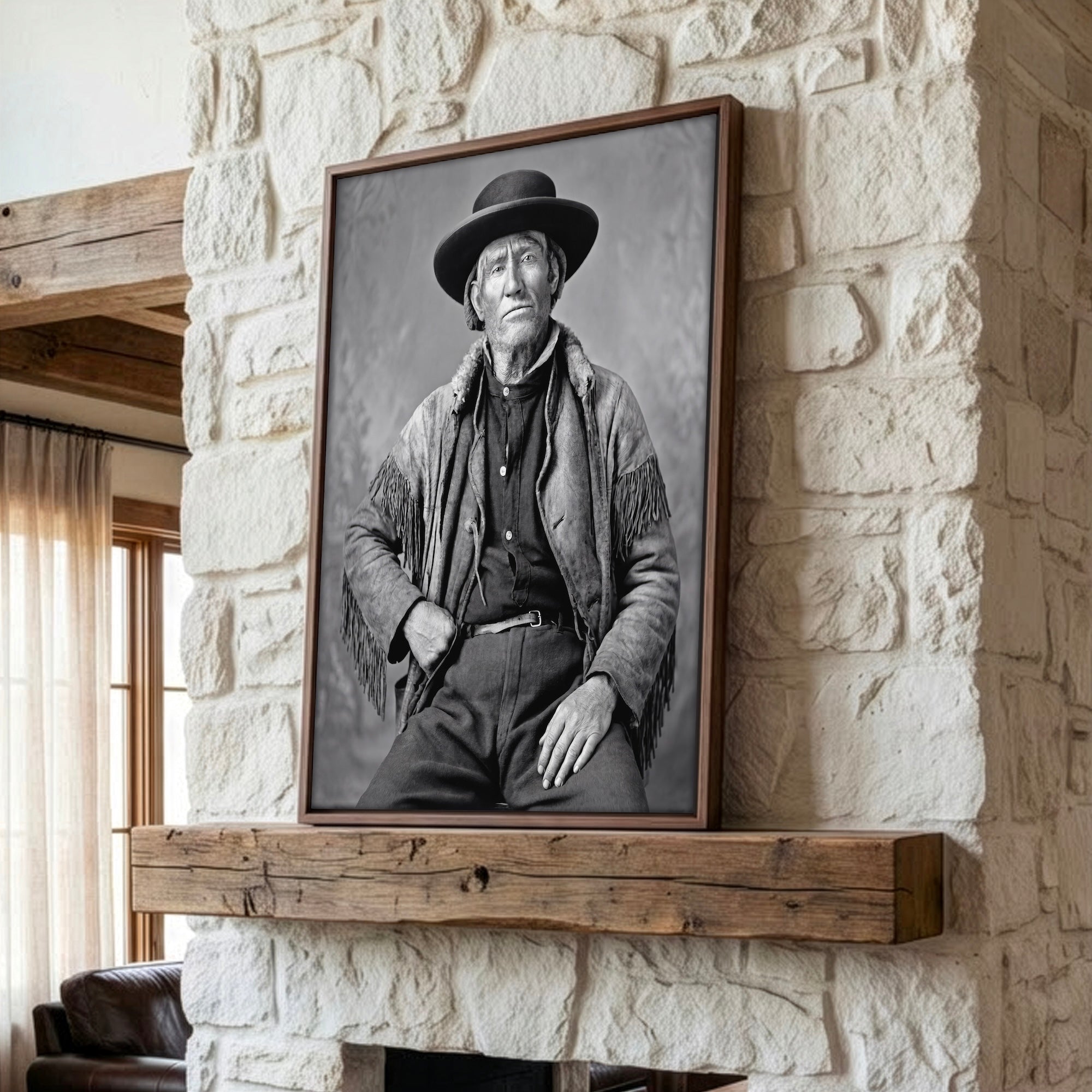 Frontiersman Jim Bridger: Recreated Vintage Old Black & White Photo Art Print