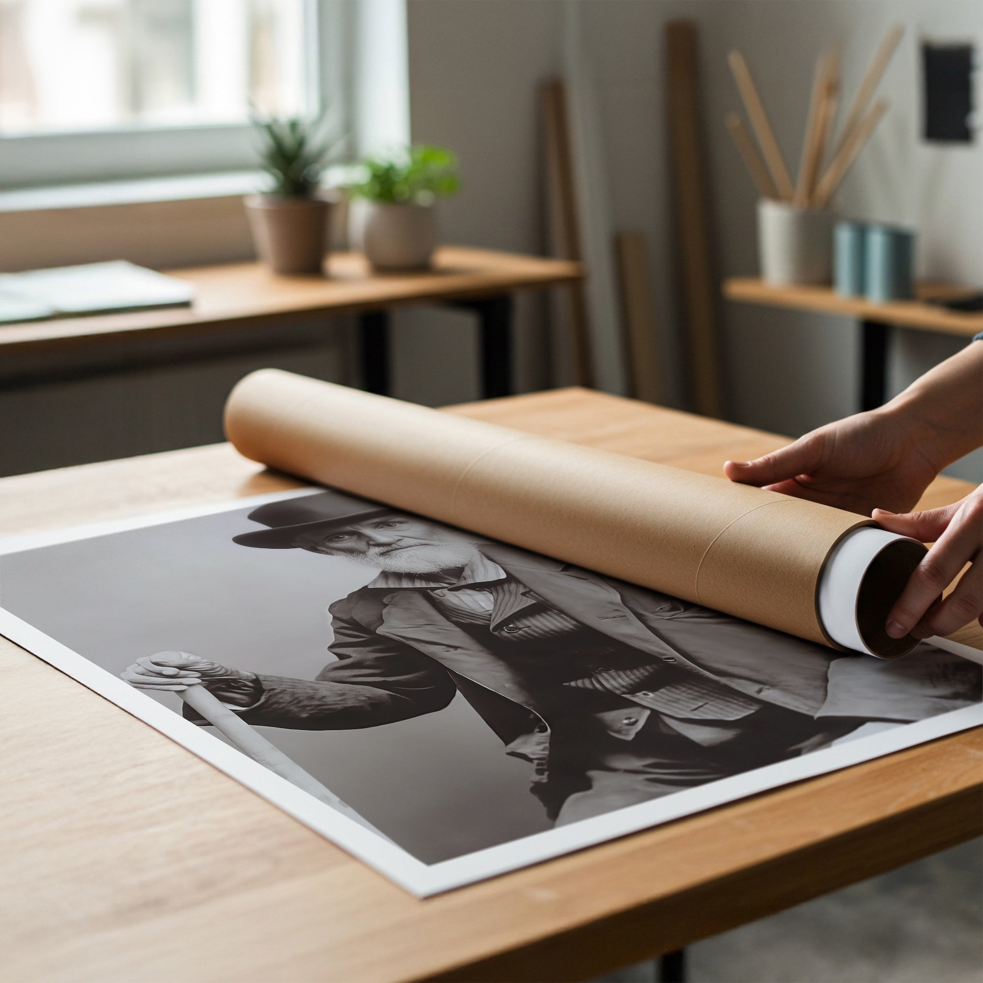 Frontiersman John David Albert: Vintage Old West Black & White Photograph (Art Print)