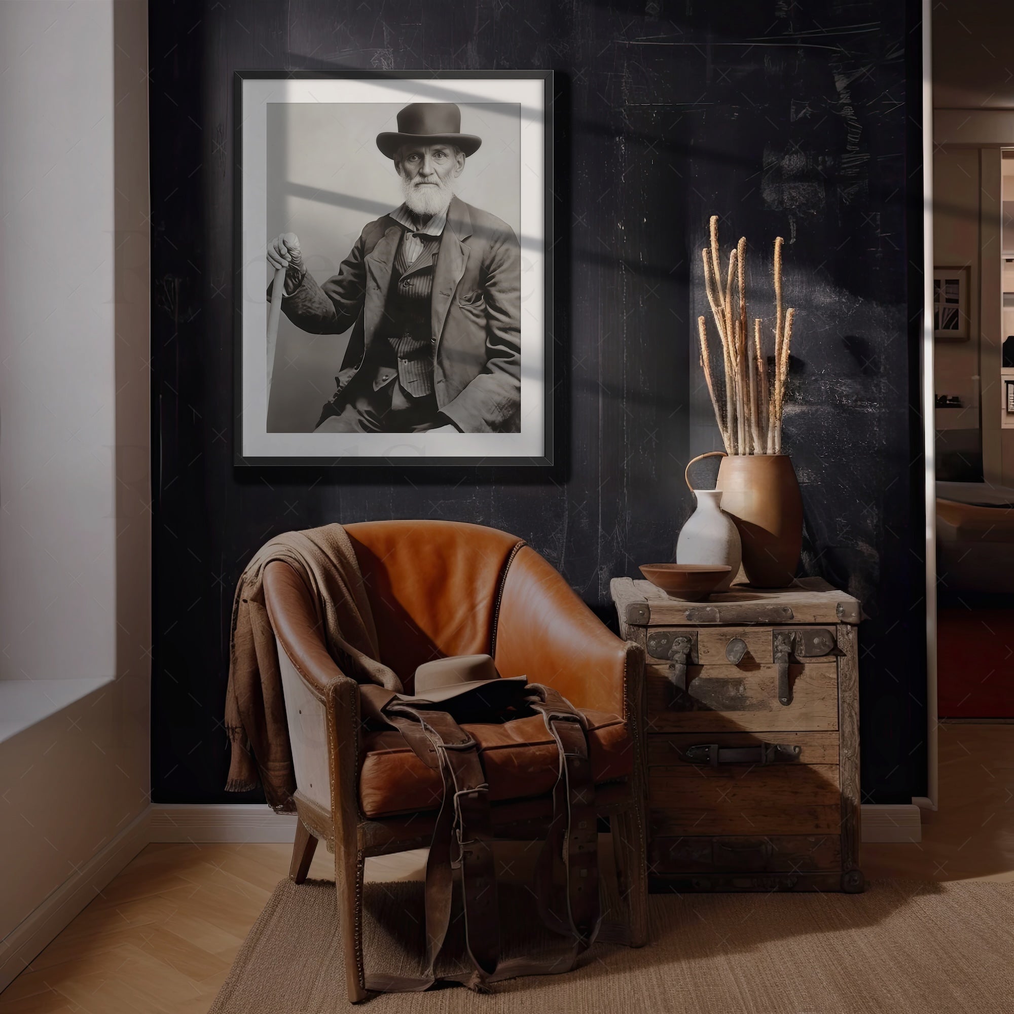 Frontiersman John David Albert: Vintage Old West Black & White Photograph (Art Print)