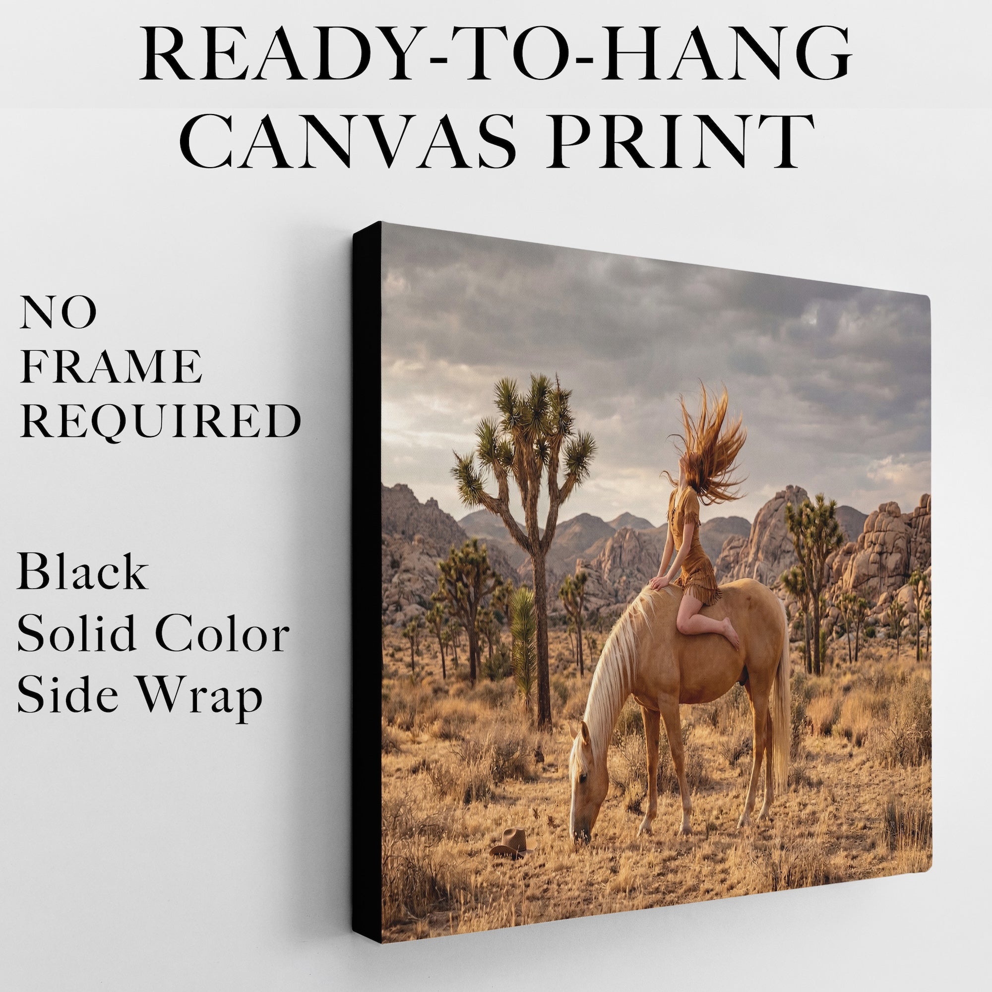 Joshua Tree Cowgirl: Western Woman on Horseback - California Desert Photo Art Print