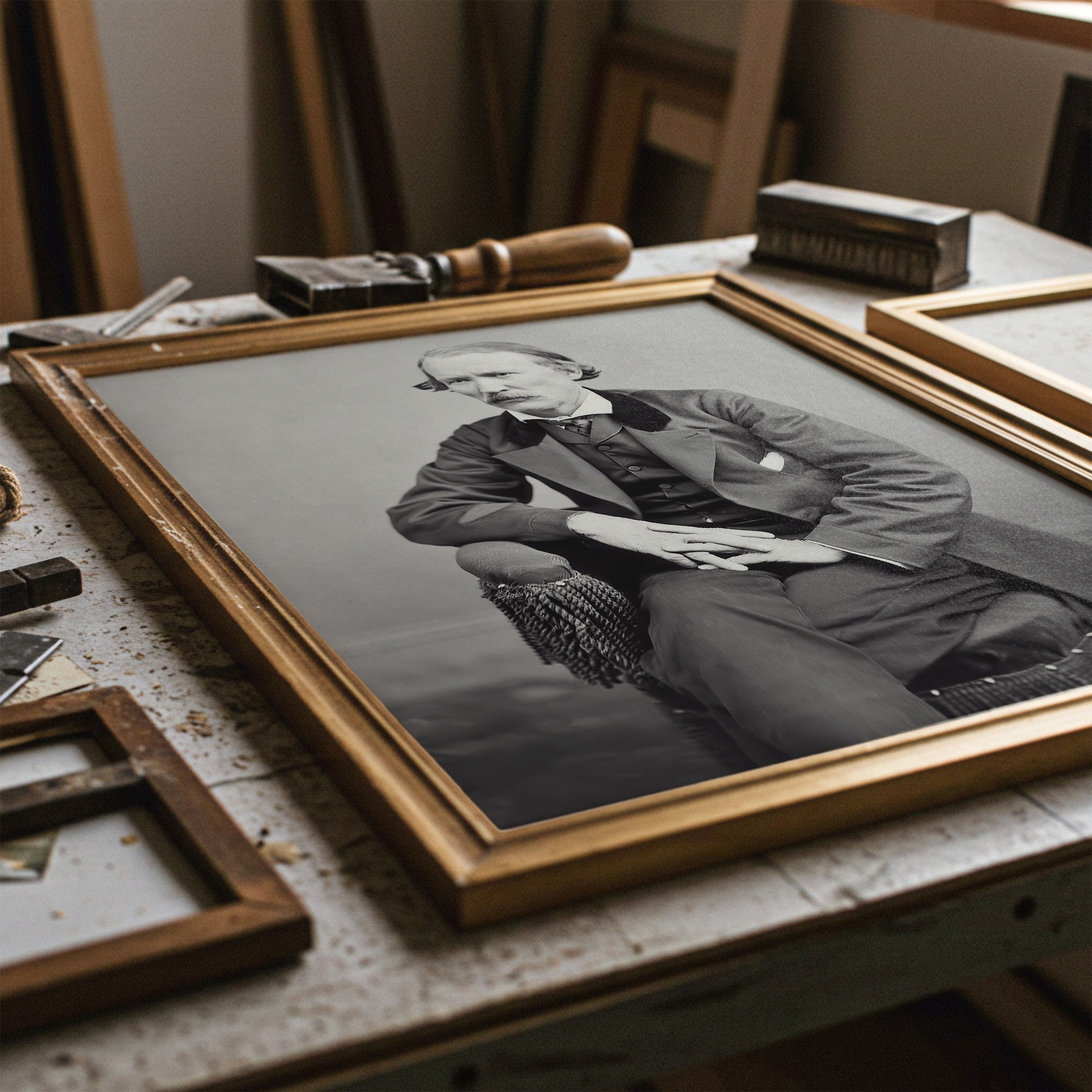 Frontiersman Kit Carson: Vintage Old West Black & White Photograph (Art Print)