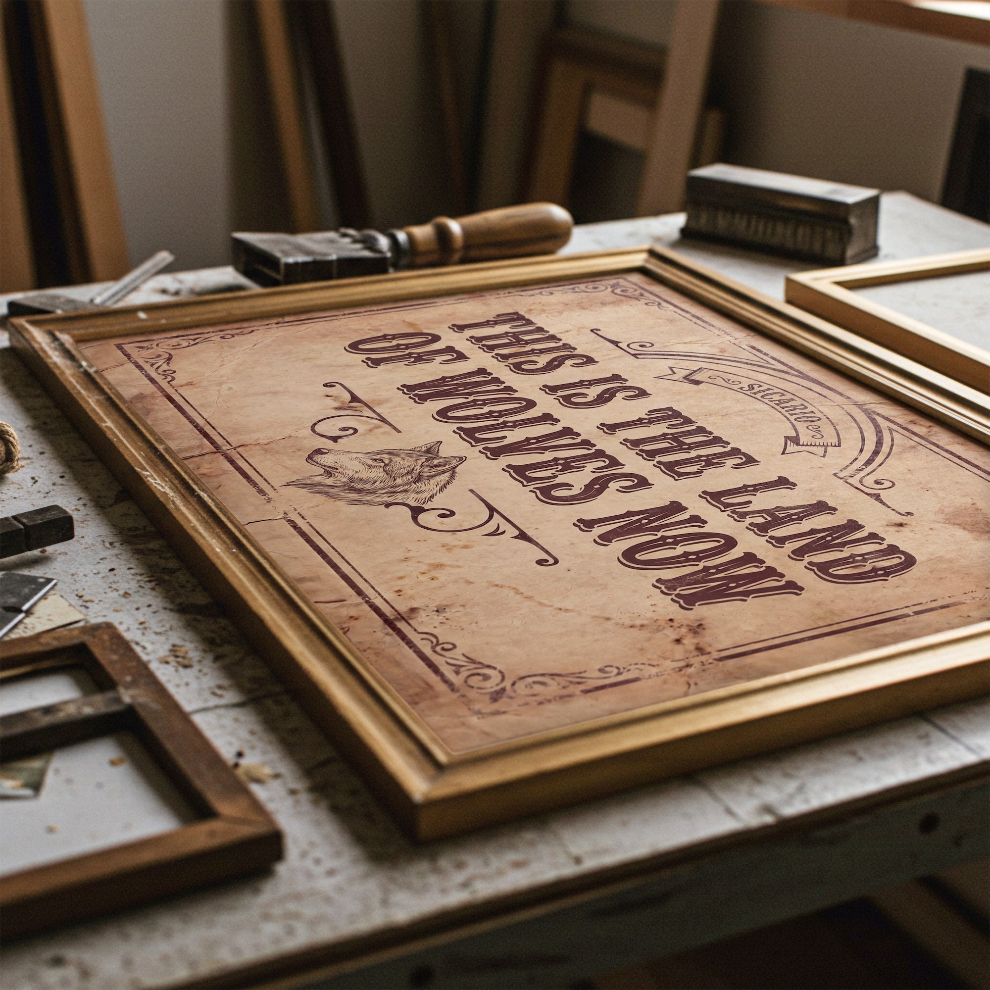 Land of Wolves: Sicario Movie Quote - Vintage Old West Art Print