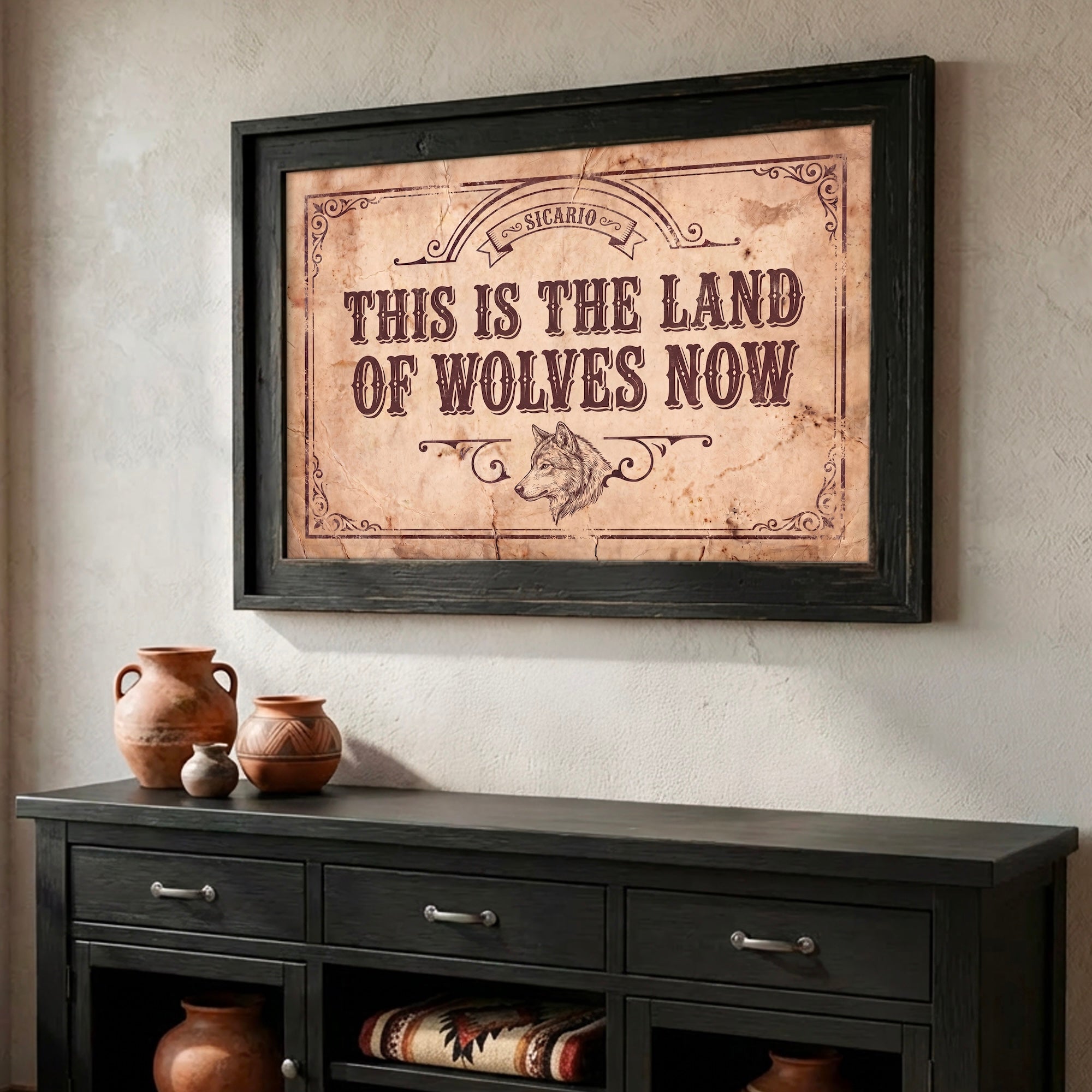 Land of Wolves: Sicario Movie Quote - Vintage Old West Art Print