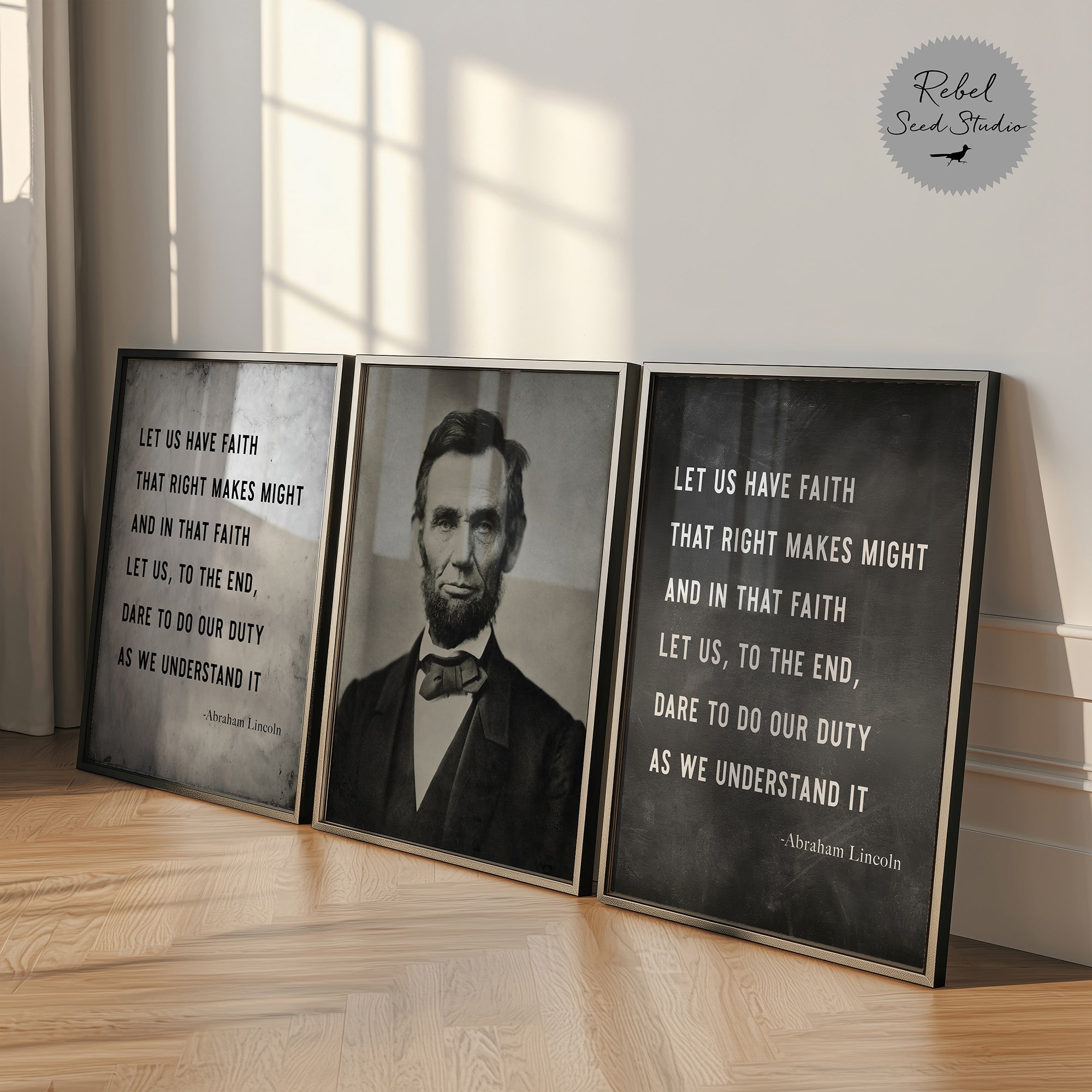 Abraham Lincoln | Right Makes Might Quote (Ready-to-Print Digital Art File Download)