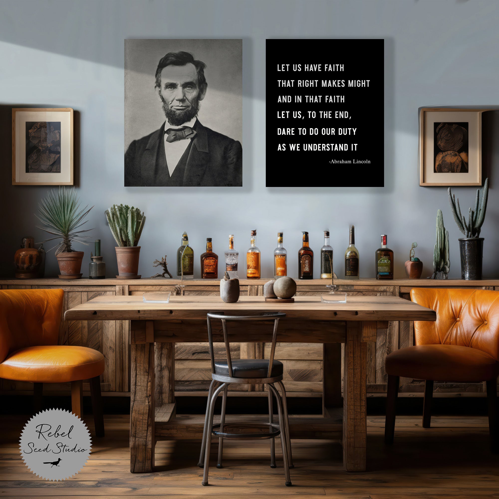 Abraham Lincoln | Right Makes Might Quote (Ready-to-Print Digital Art File Download)