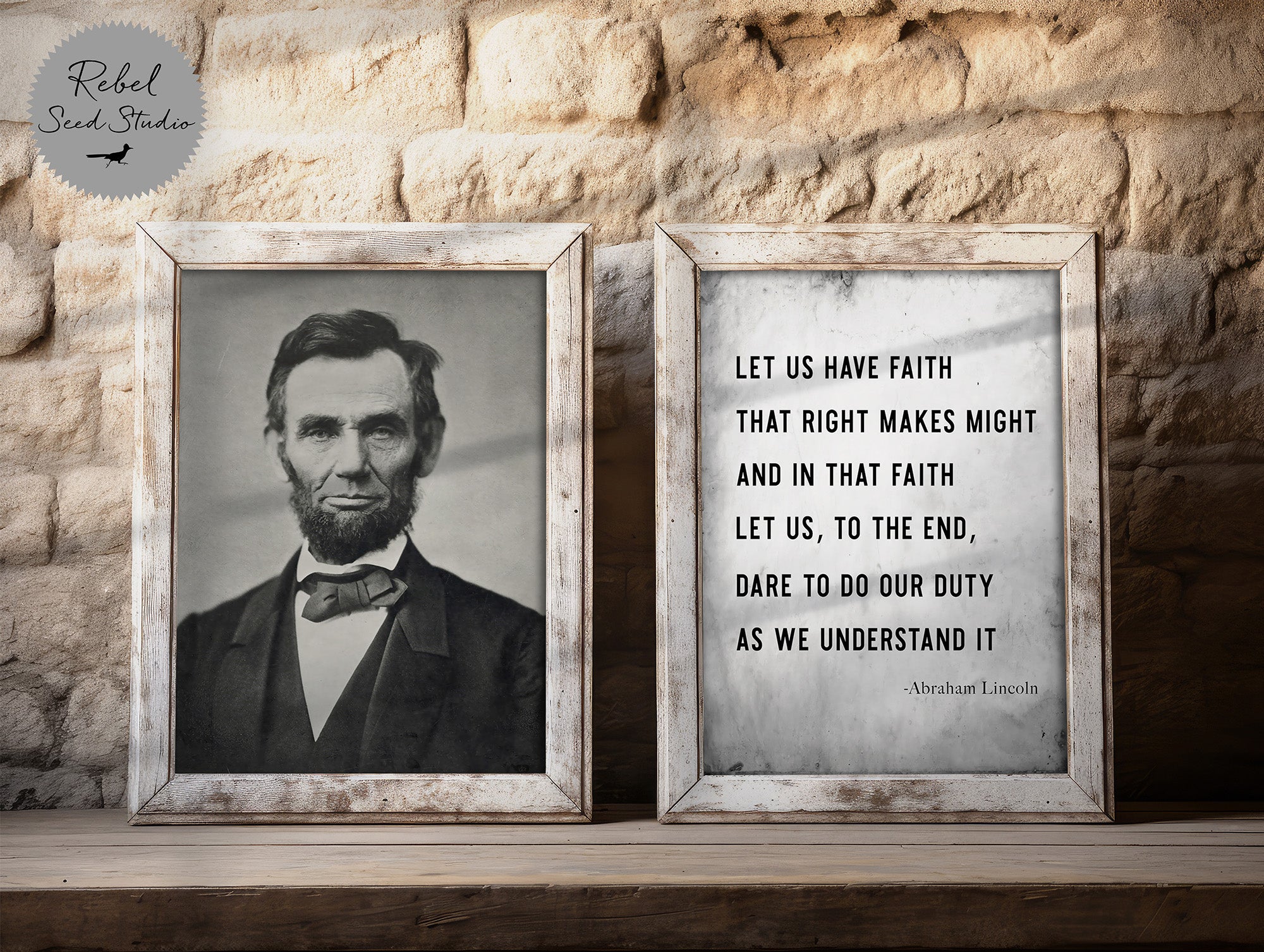 Abraham Lincoln | Right Makes Might Quote (Ready-to-Print Digital Art File Download)