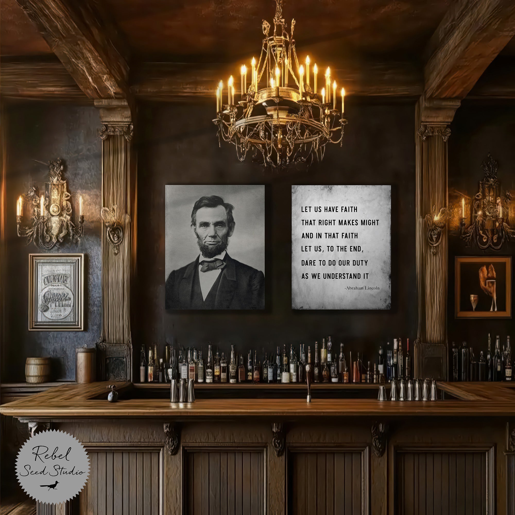 Abraham Lincoln | Right Makes Might Quote (Ready-to-Print Digital Art File Download)