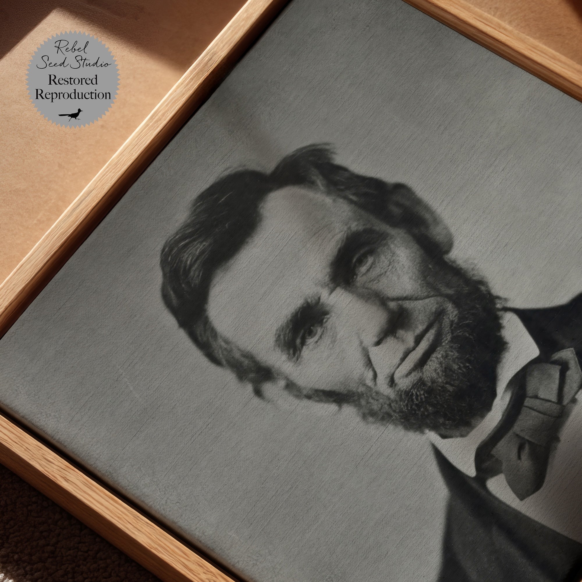 Abraham Lincoln: Restored Vintage Black & White Photograph and Right Makes Might Quote Bundle (Ready-to-Hang Canvas or Ready-to-Frame Fine Art Poster Print Set)