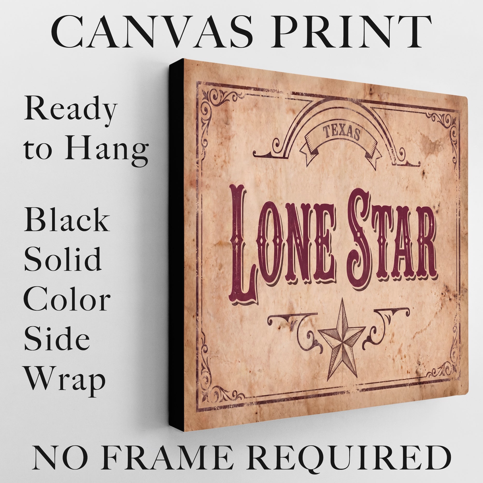 Lone Star: Vintage Old West Texas Sign - Western Frontier Art Print