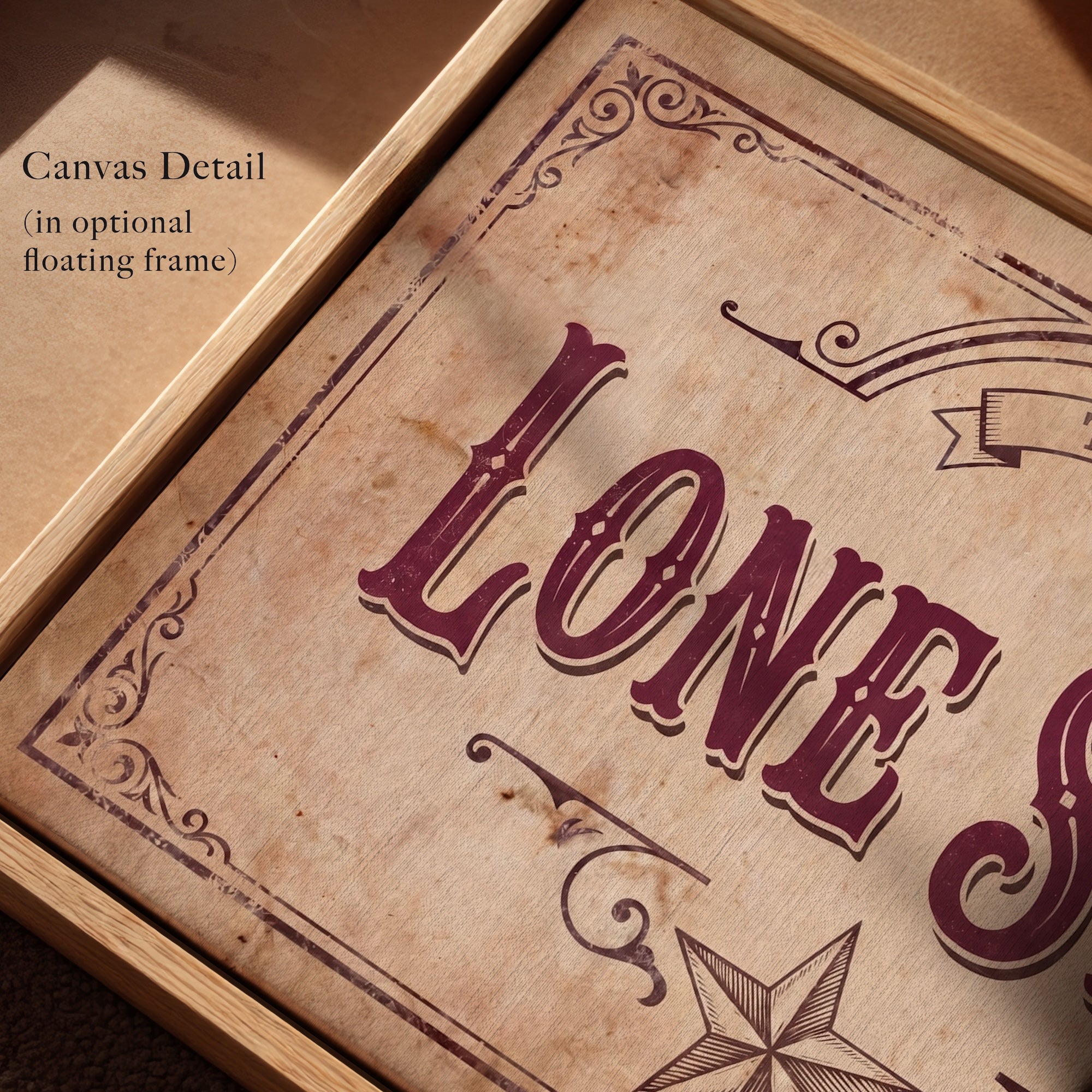 Lone Star: Vintage Old West Texas Sign - Western Frontier Art Print