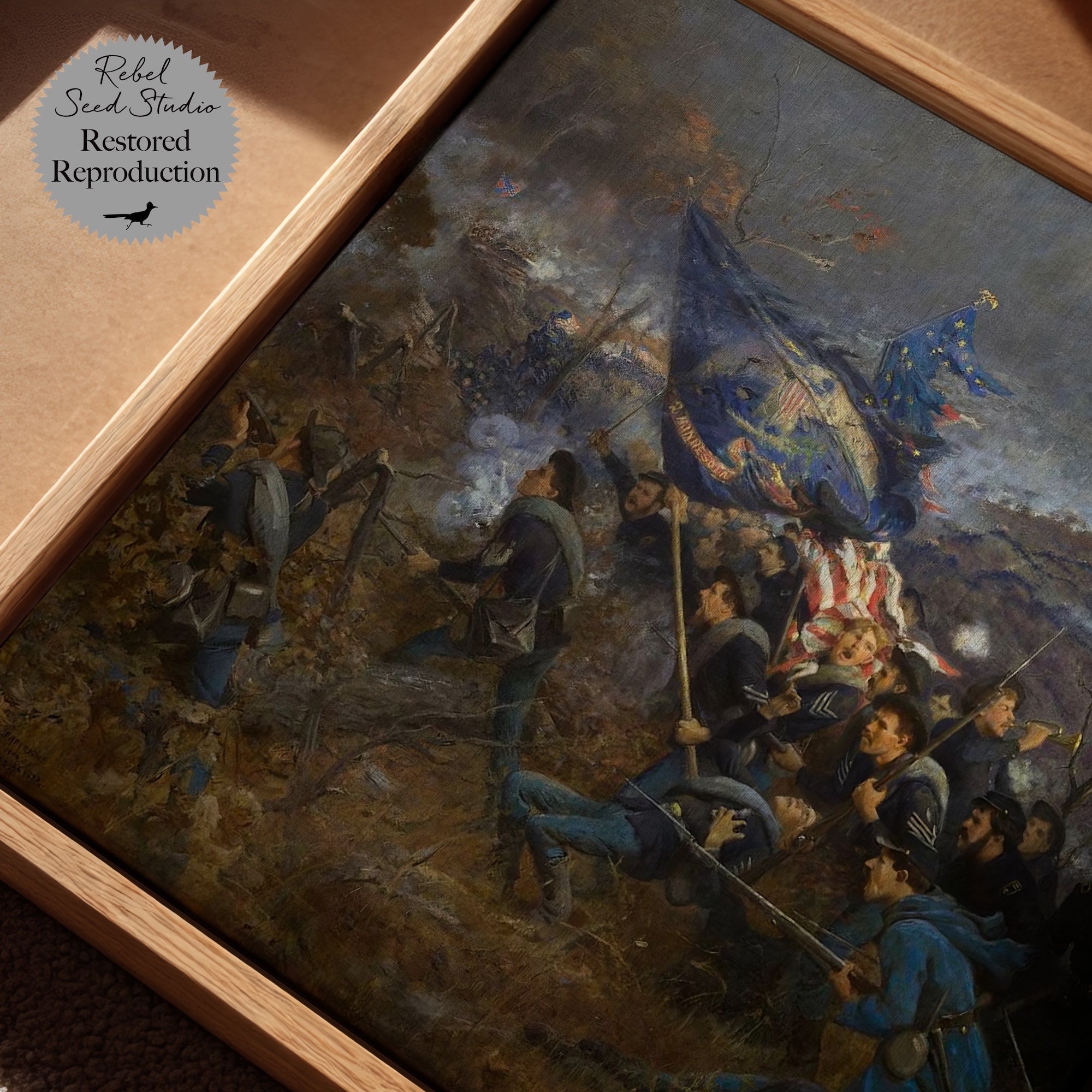 The Second Minnesota Regiment at Missionary Ridge: Restored Civil War Battle Painting Reproduction (Canvas or Fine Art Poster Print)