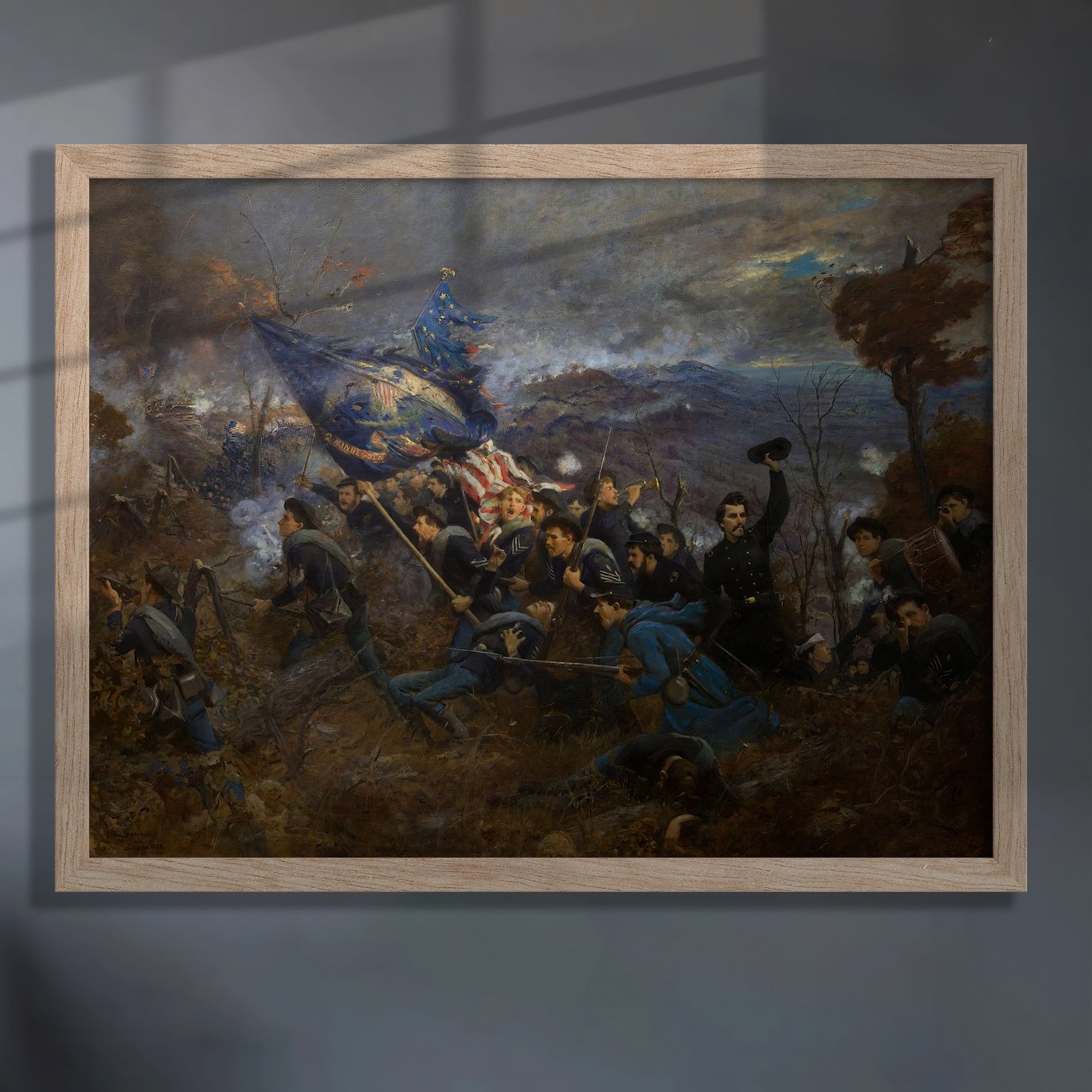 The Second Minnesota Regiment at Missionary Ridge: Restored Civil War Battle Painting Reproduction (Ready-to-Frame Fine Art Poster Print)