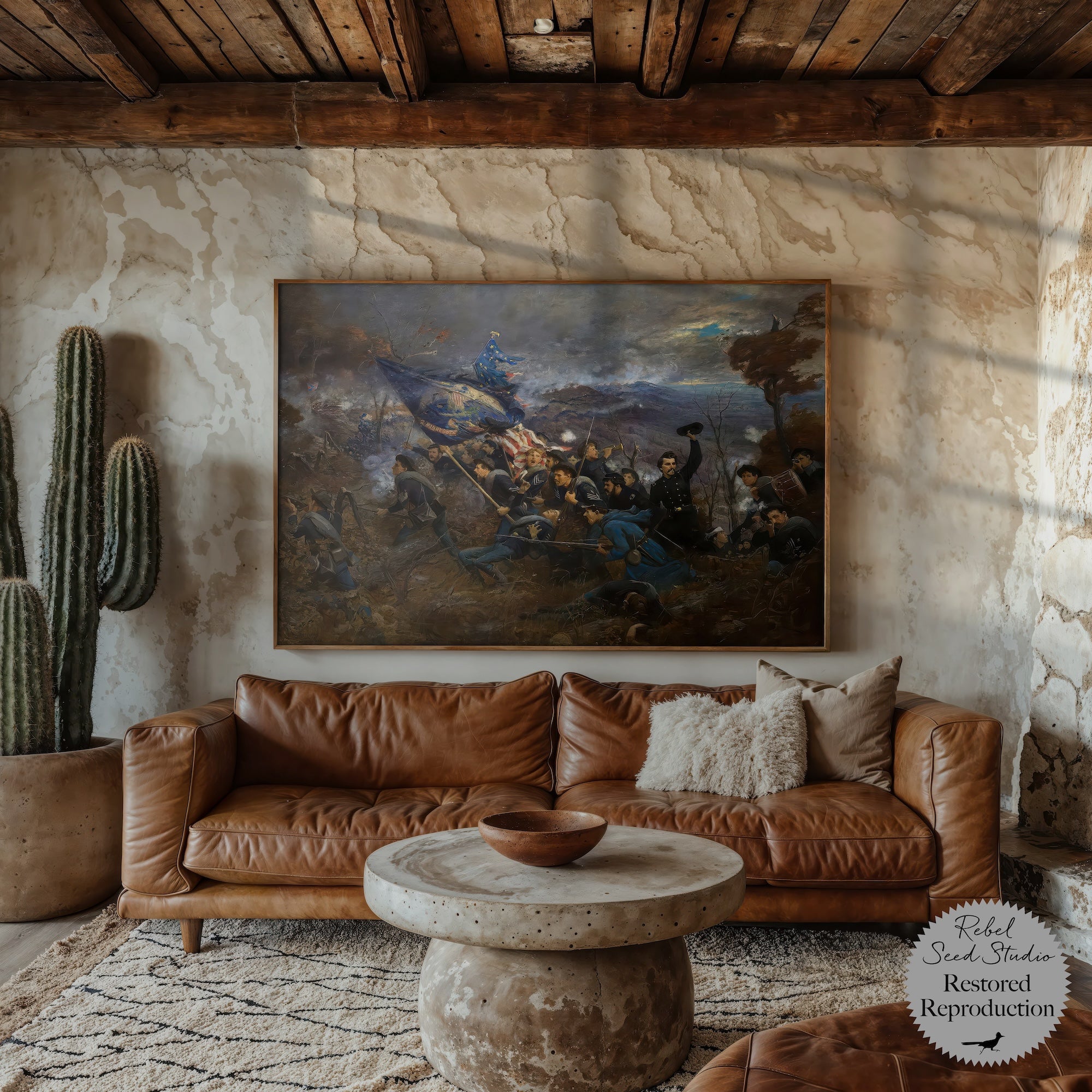 The Second Minnesota Regiment at Missionary Ridge: Restored Civil War Battle Painting Reproduction (Ready-to-Frame Fine Art Poster Print)