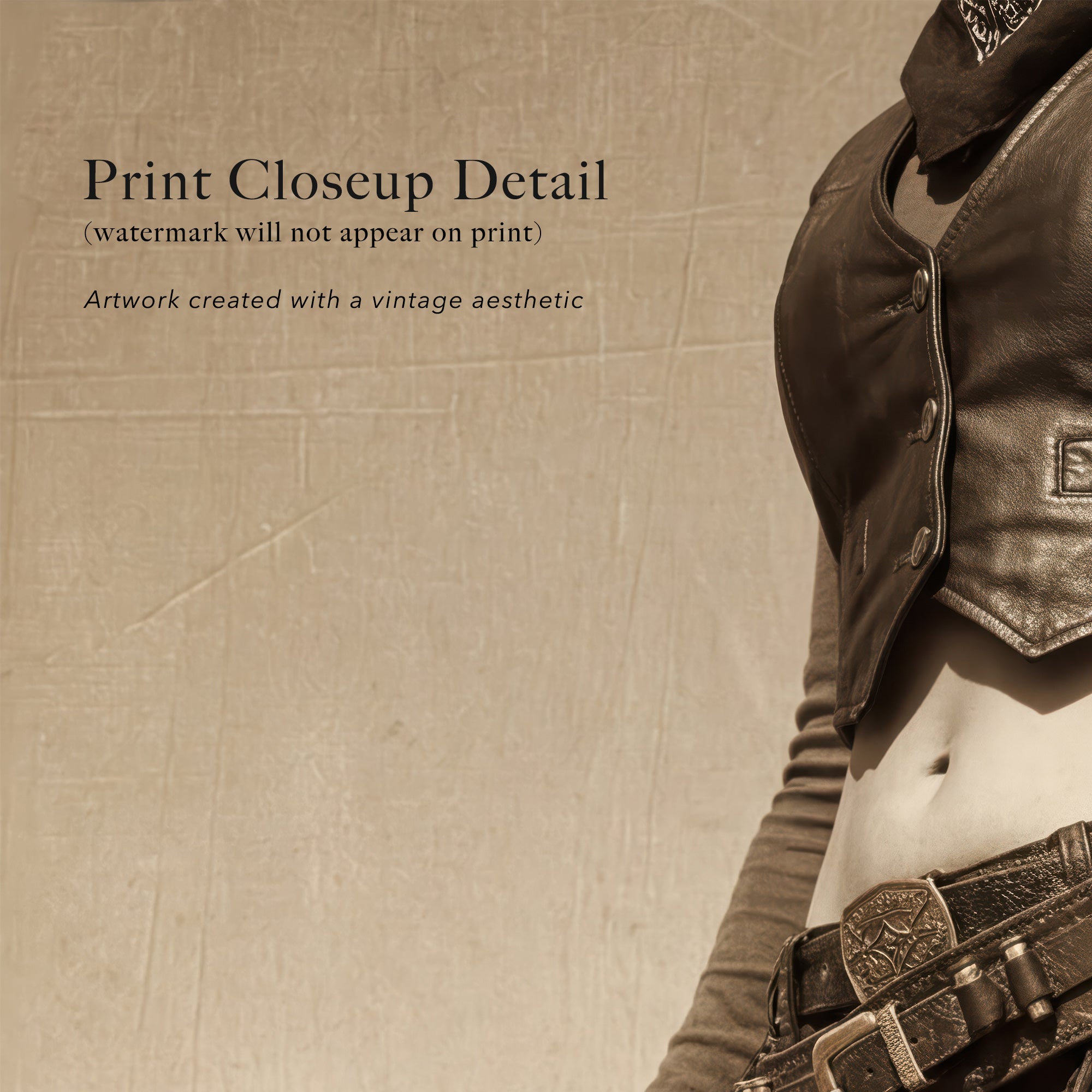 Modern Old West Outlaw Cowgirl: Vintage Sepia Art Print