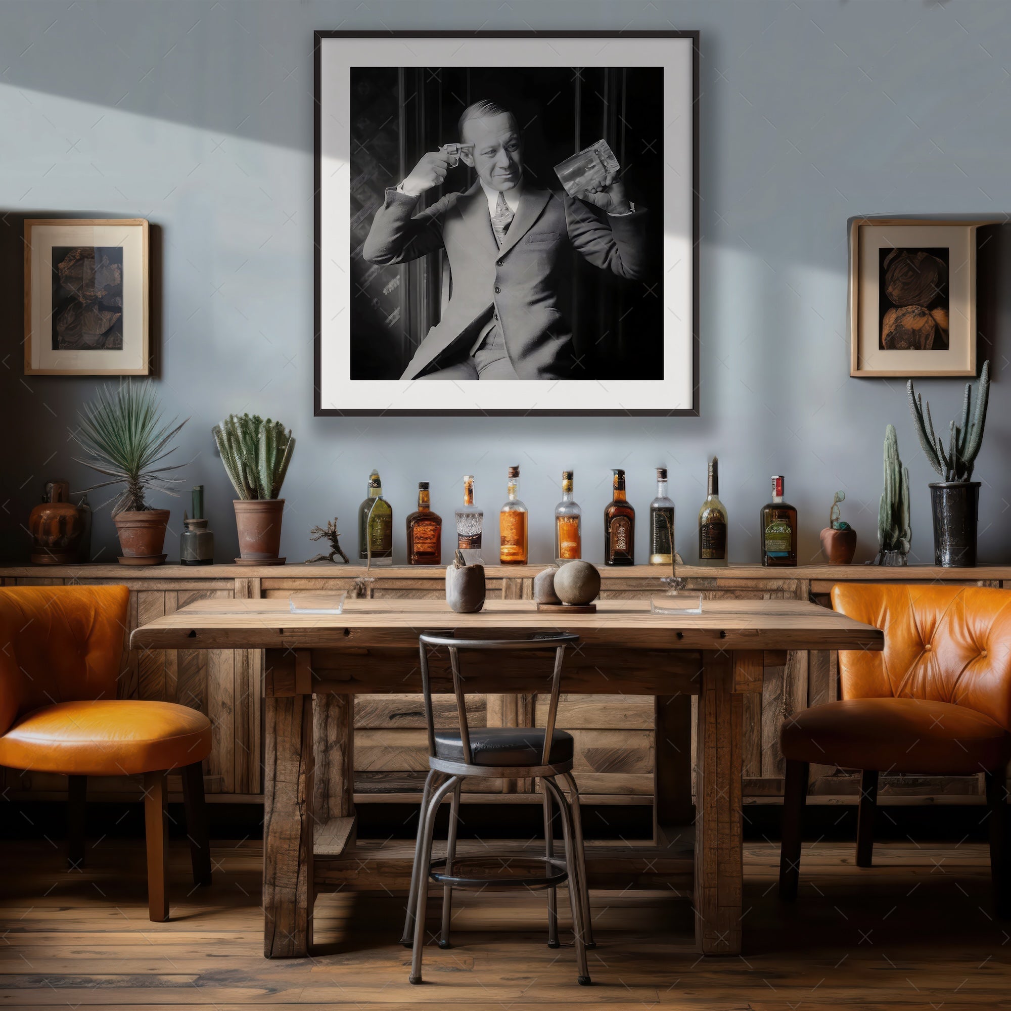 Prohibition: Booze or Death - Funny Vintage Black & White Photograph (Art Print)