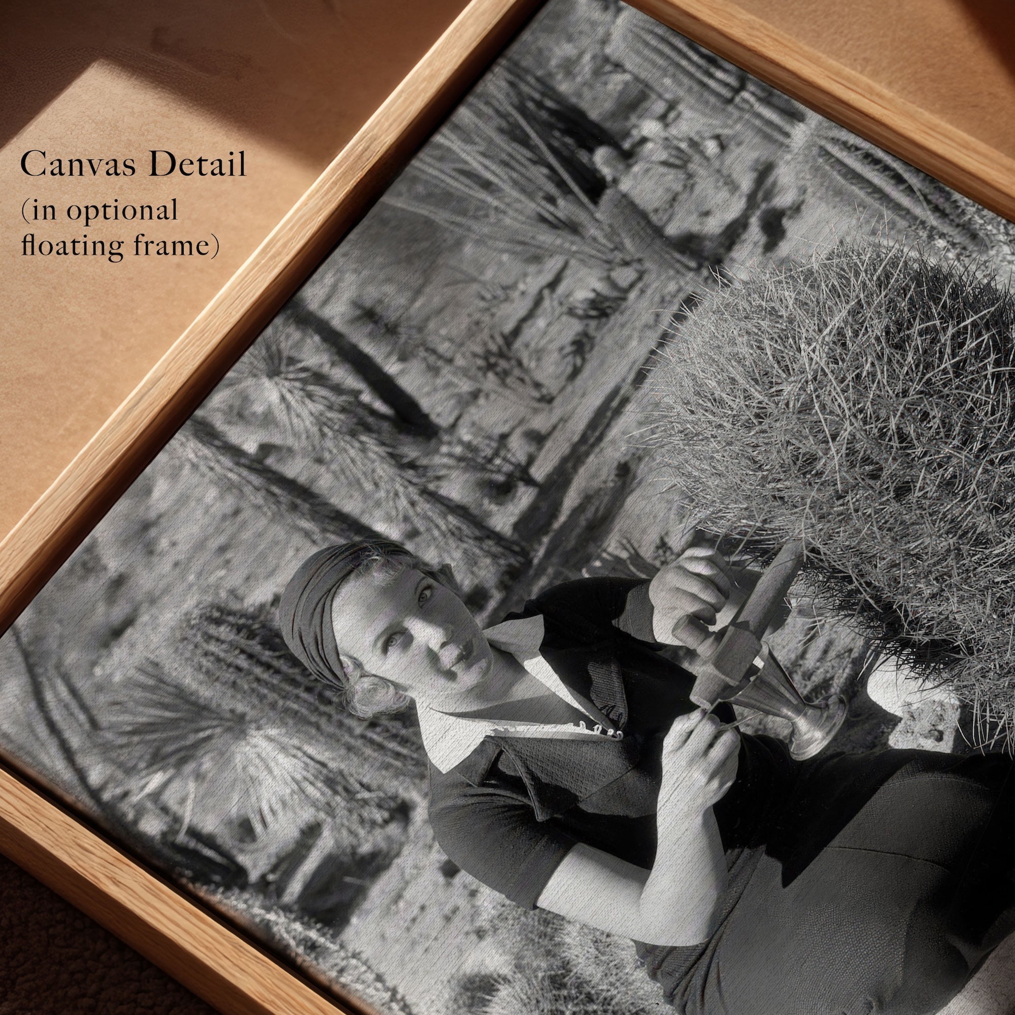 Prohibition in Palm Springs: Spiking the Barrel Cactus - Funny Vintage Black & White Photograph (Art Print)