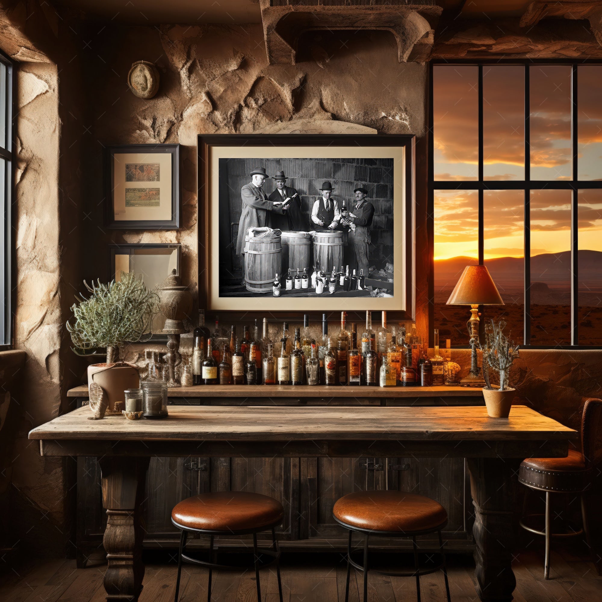 Prohibition: Seized Liquor - Vintage Black & White Photograph (Art Print)