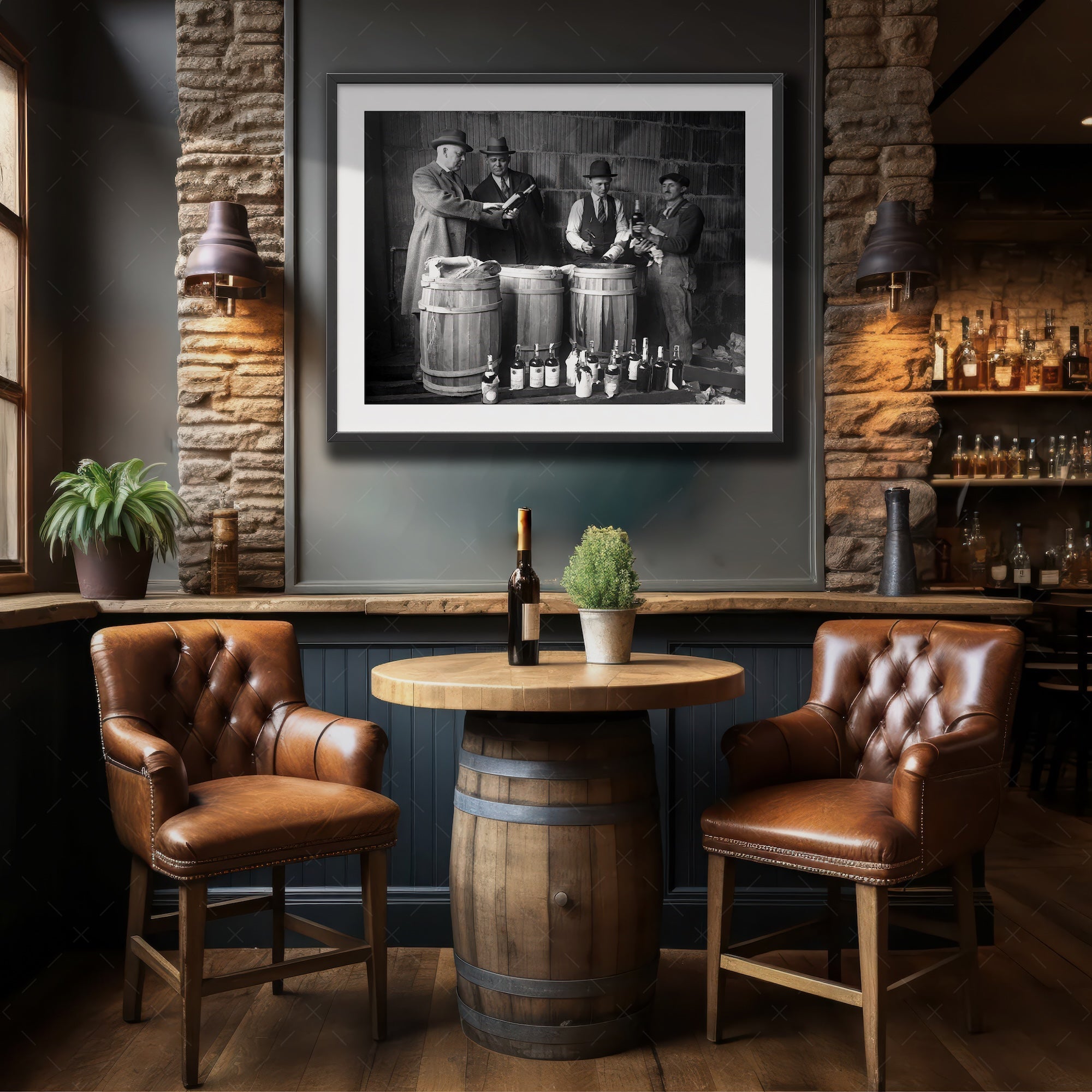 Prohibition: Seized Liquor - Vintage Black & White Photograph (Art Print)