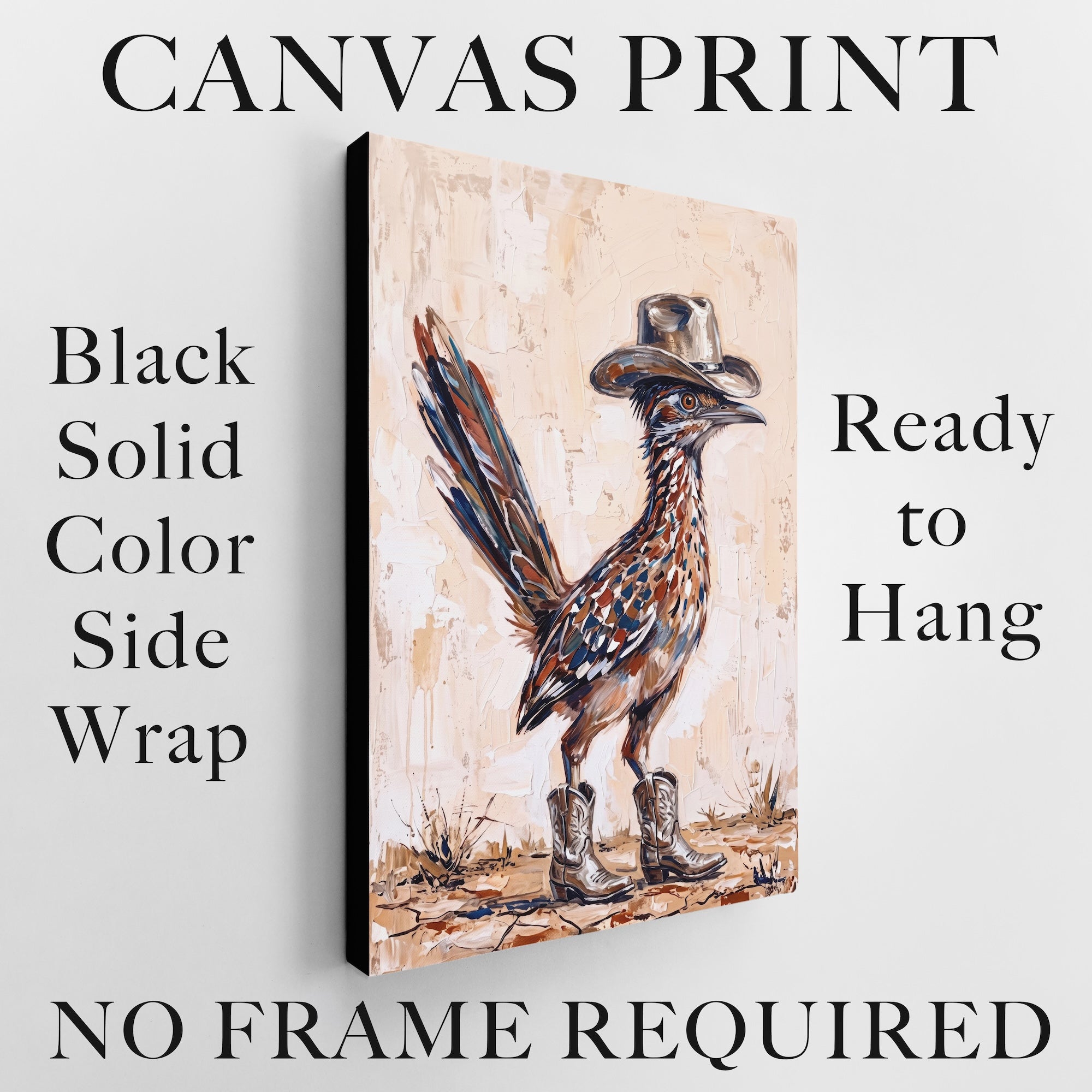 Old West Roadrunner in Cowboy Hat & Boots: Whimsical Western Desert Art Print