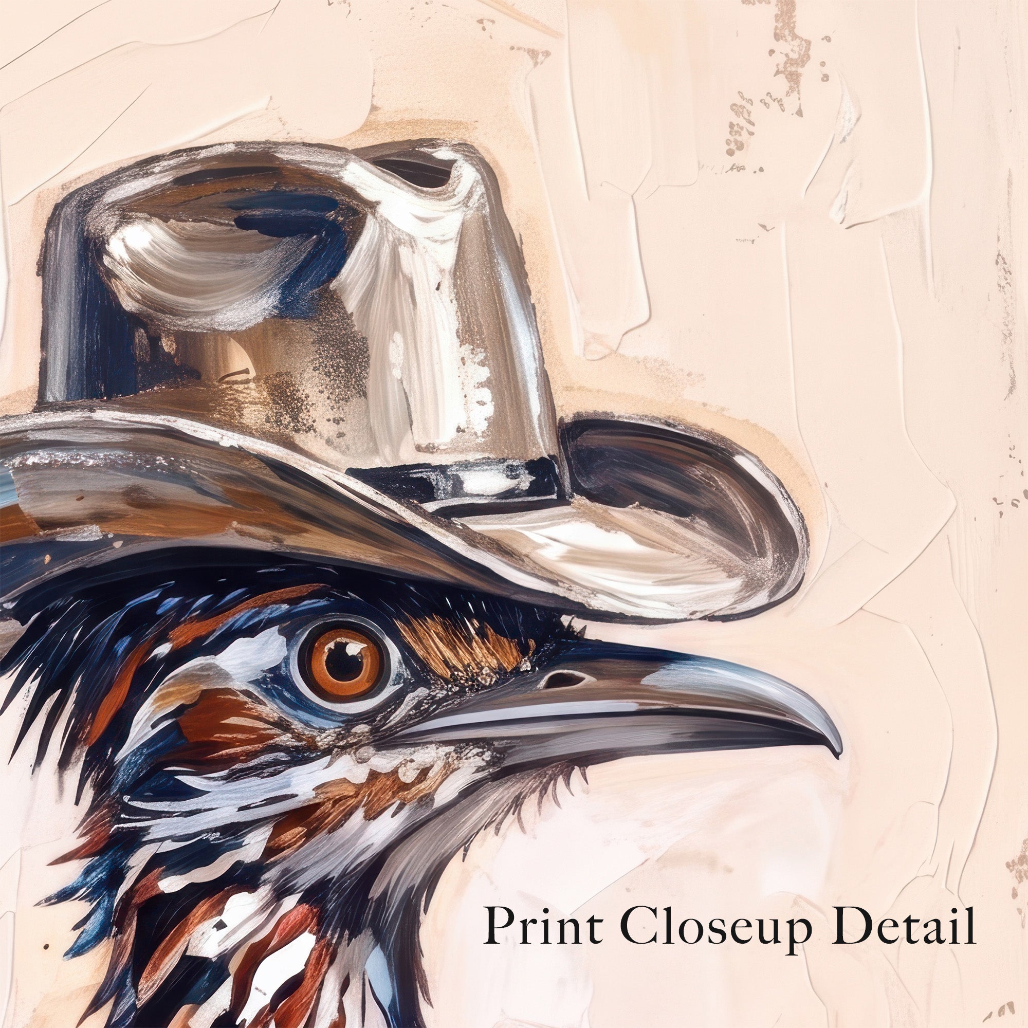 Old West Roadrunner in Cowboy Hat & Boots: Whimsical Western Desert Art Print