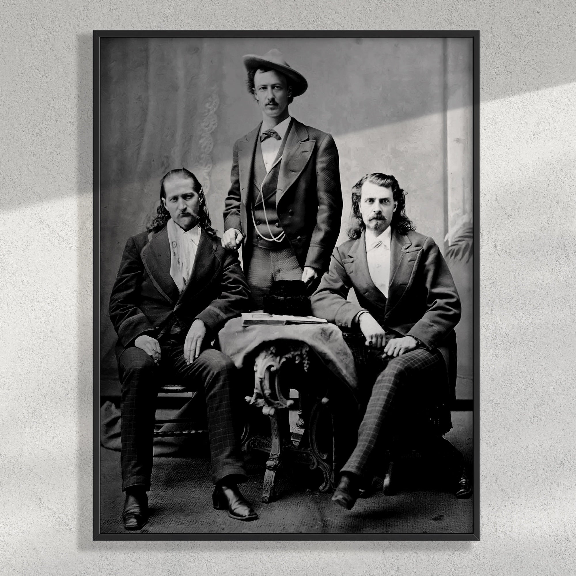 Scouts of the Plains: Wild Bill Hickok, Buffalo Bill Cody, Texas Jack Omohundro - Vintage Old West Black & White Photograph (Art Print)