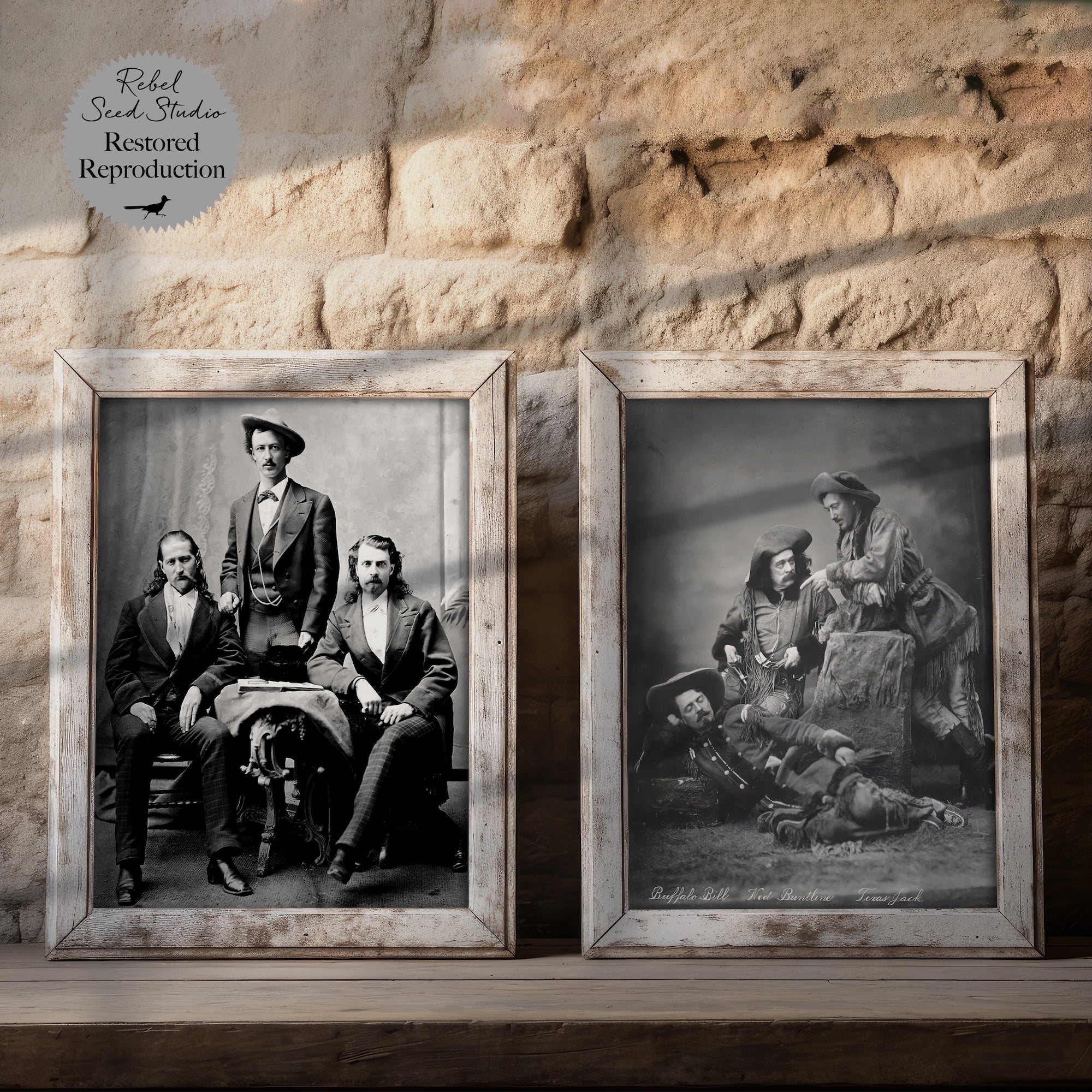 Scouts of the Plains & Prairie Bundle: Vintage Old West Black & White Photographs - Wild Bill Hickok, Buffalo Bill Cody, Texas Jack Omohundro, Ned Buntline (Ready-to-Frame Fine Art Poster Print Set)
