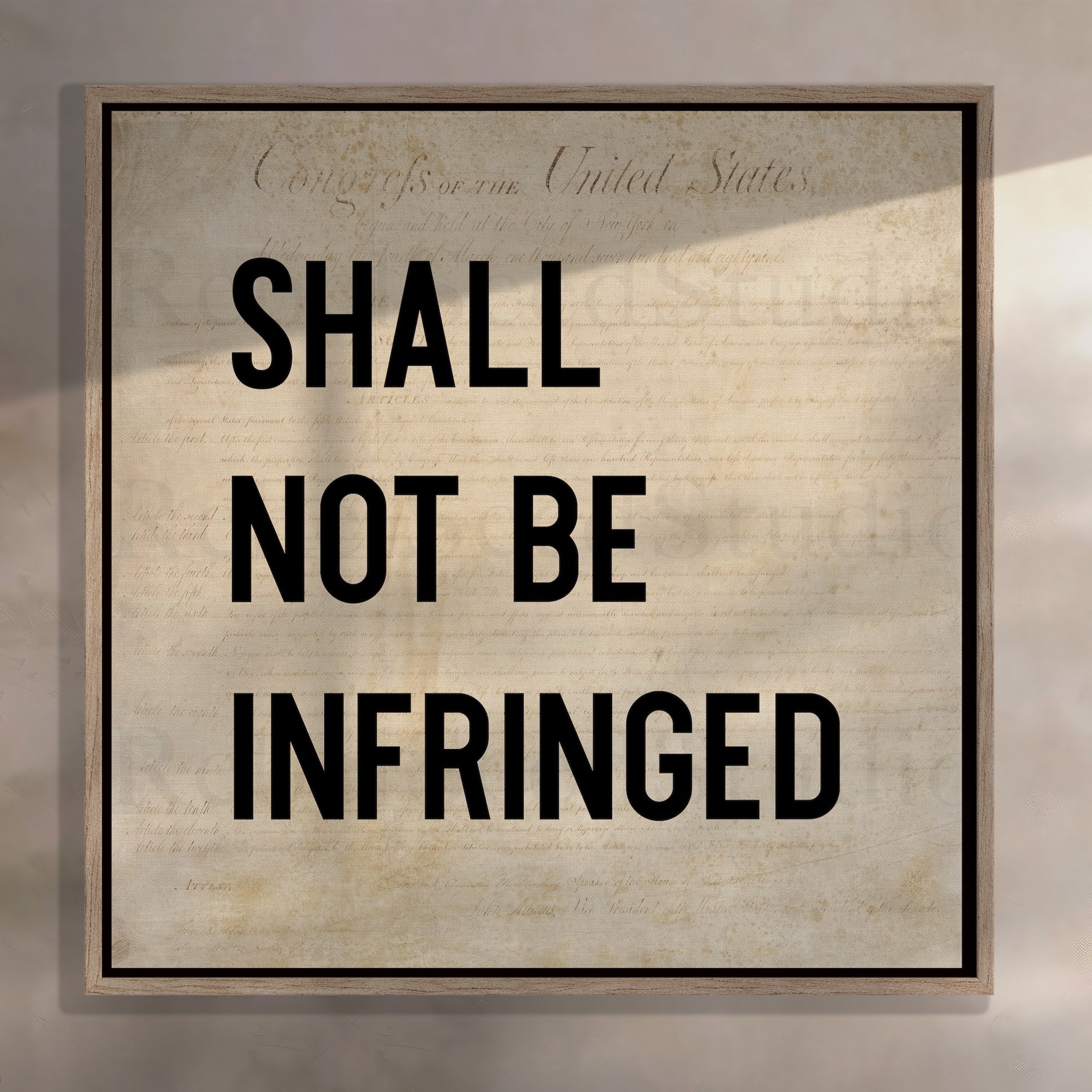 Second Amendment Quote: Shall Not Be Infringed (Ready-to-Hang Canvas or Ready-to-Frame Fine Art Poster Print - Block Text Version)