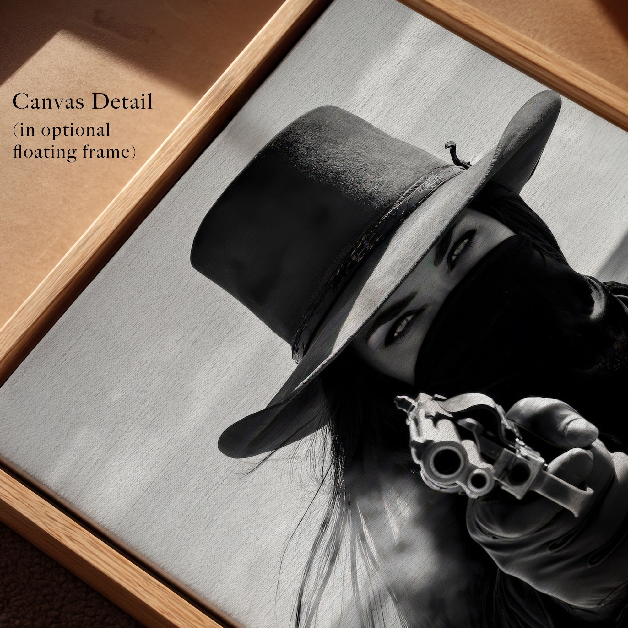 Six Shooter Cowgirl: Western Black & White Art Print