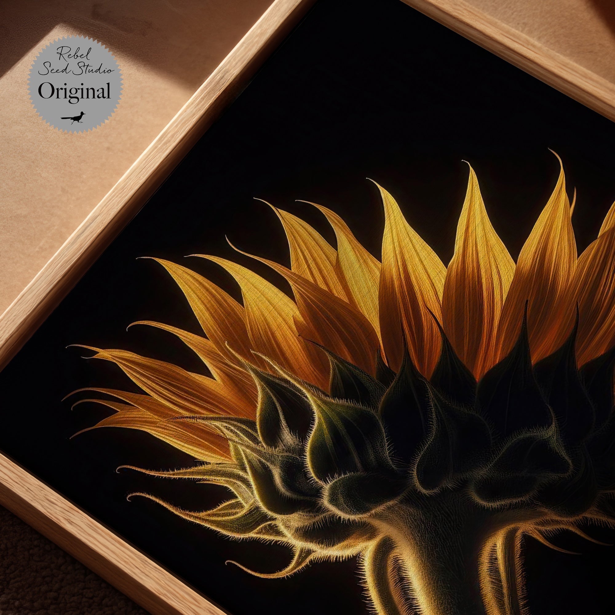 Sunflower: Nature Silhouette (Ready-to-Hang Canvas or Ready-to-Frame Fine Art Poster Print)