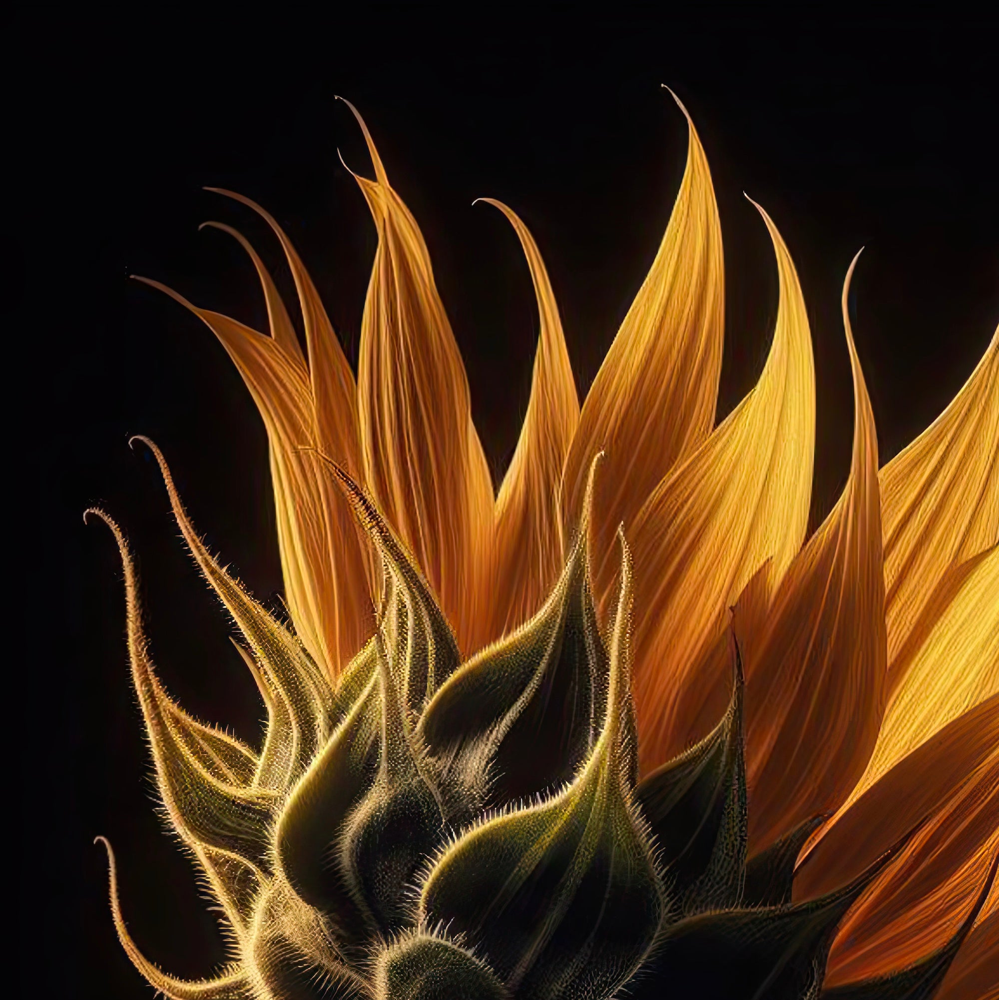 Sunflower: Nature Silhouette (Ready-to-Hang Canvas or Ready-to-Frame Fine Art Poster Print)