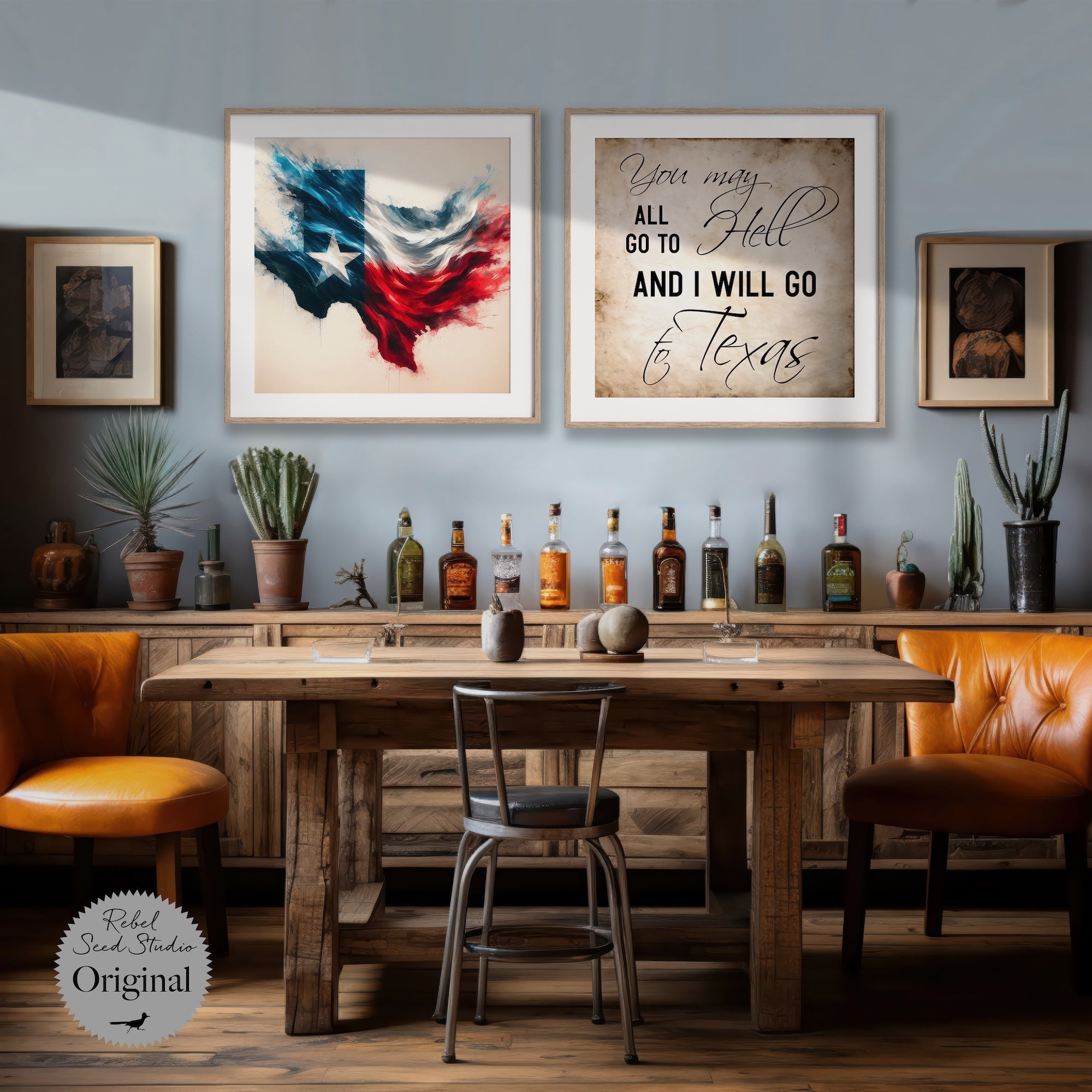 Texas Lone Star Flag | Davy Crockett Quote: You May All Go To Hell & I Will Go To Texas (Art Print Bundle)