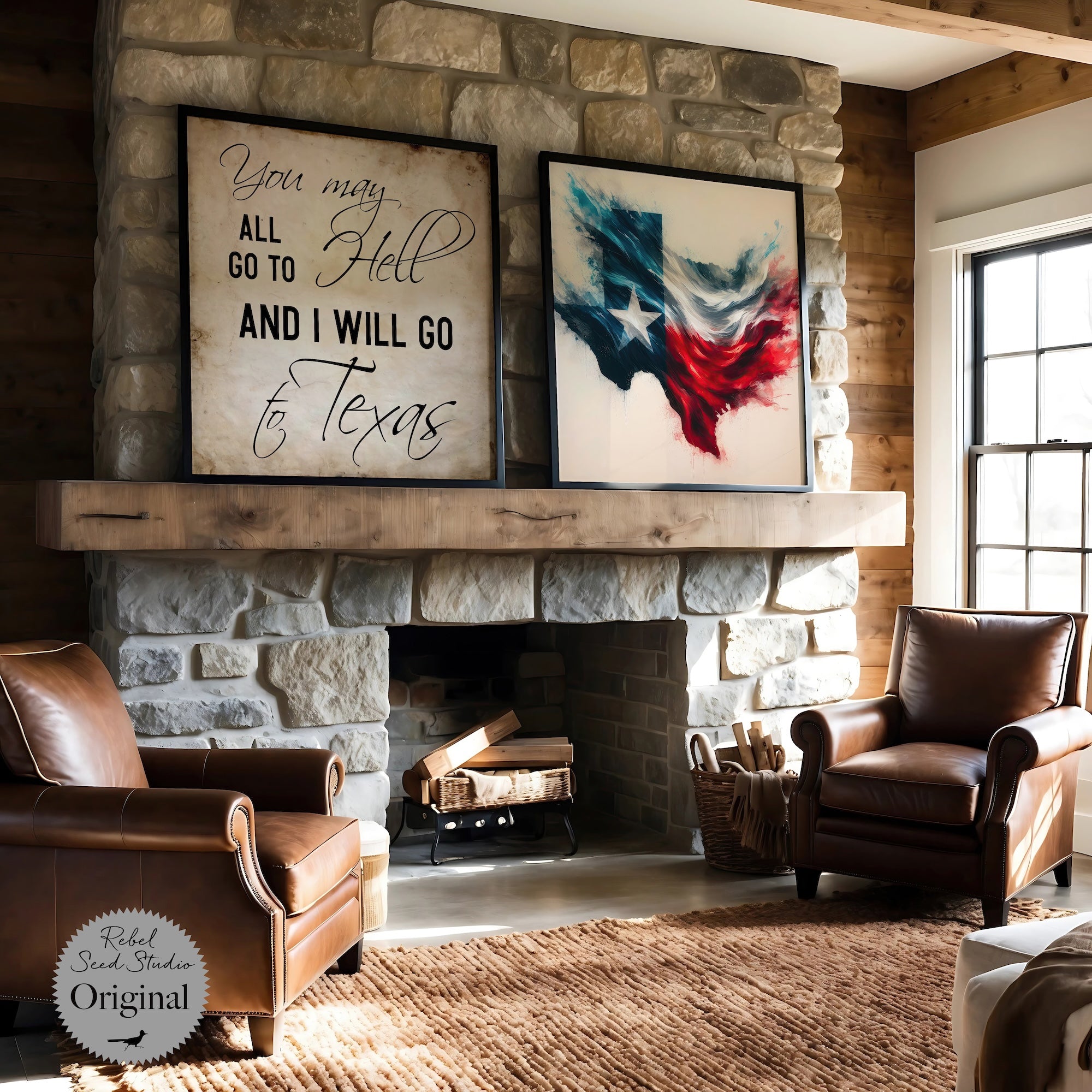 Texas Lone Star Flag | Davy Crockett Quote: You May All Go To Hell & I Will Go To Texas (Art Print Bundle)