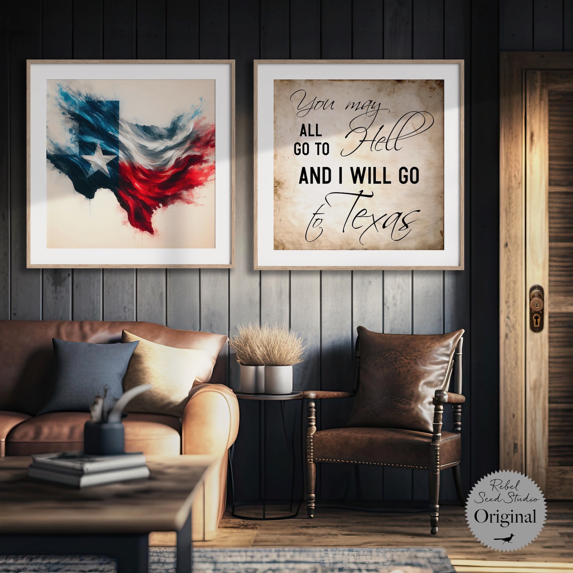 Texas Lone Star Flag | Davy Crockett Quote: You May All Go To Hell & I Will Go To Texas (Art Print Bundle)