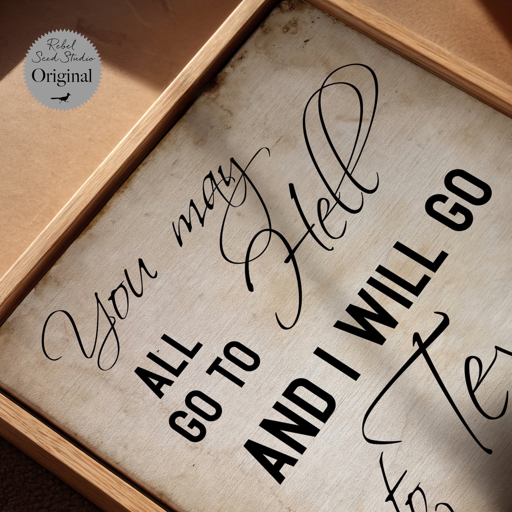 Texas Lone Star State Flag & Davy Crockett Quote Bundle: You May All To Hell And I Will Go To Texas (Ready-to-Hang Canvas or Ready-to-Frame Fine Art Poster Print Set)