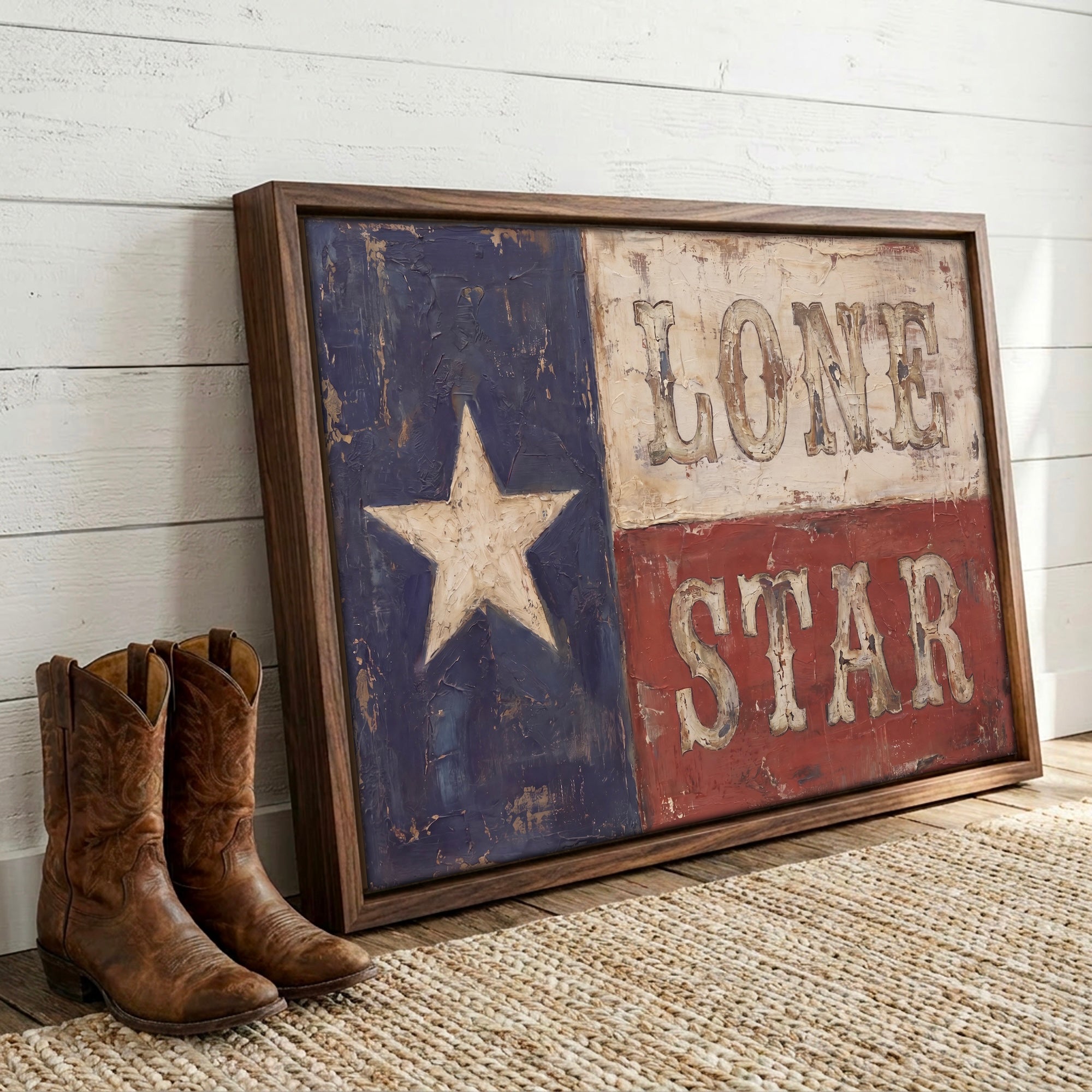 Texas Flag Lone Star: Vintage Old West Frontier Art Print