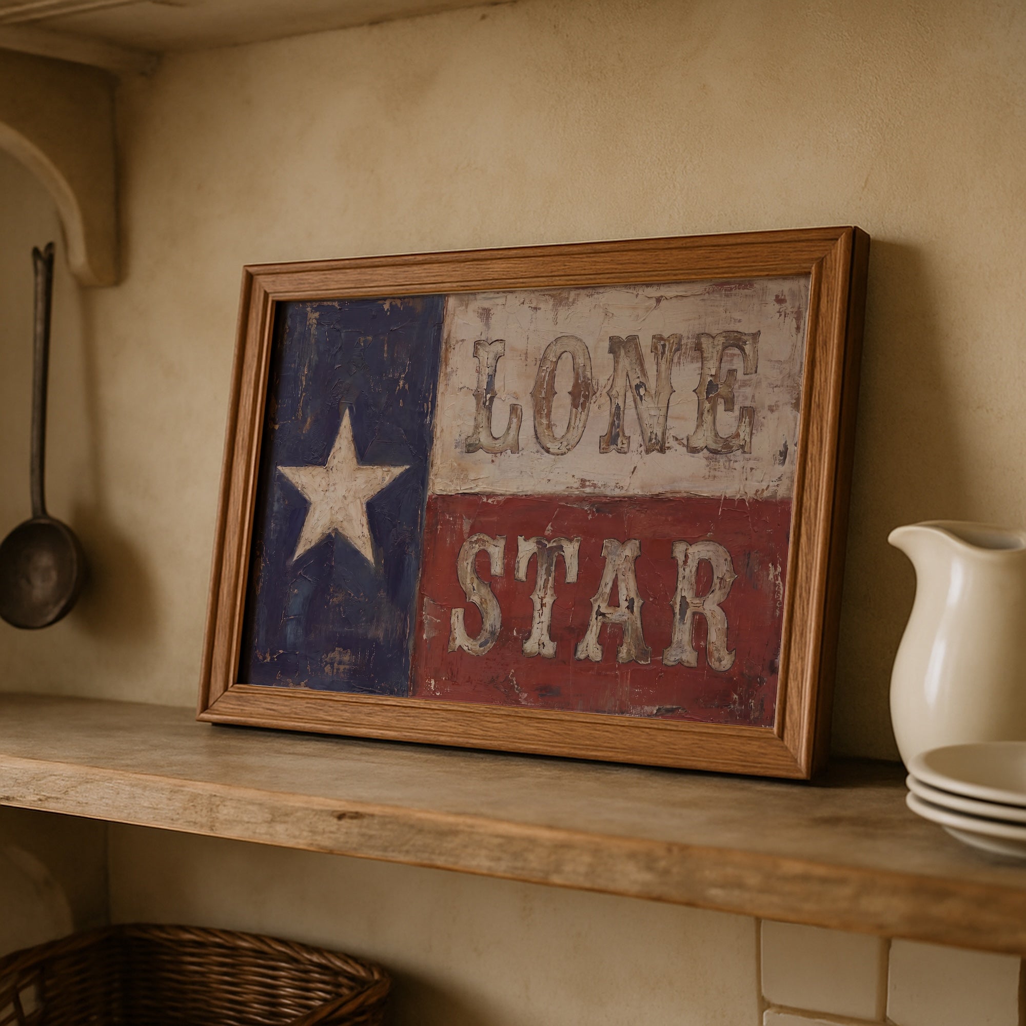 Texas Flag Lone Star: Vintage Old West Frontier Art Print