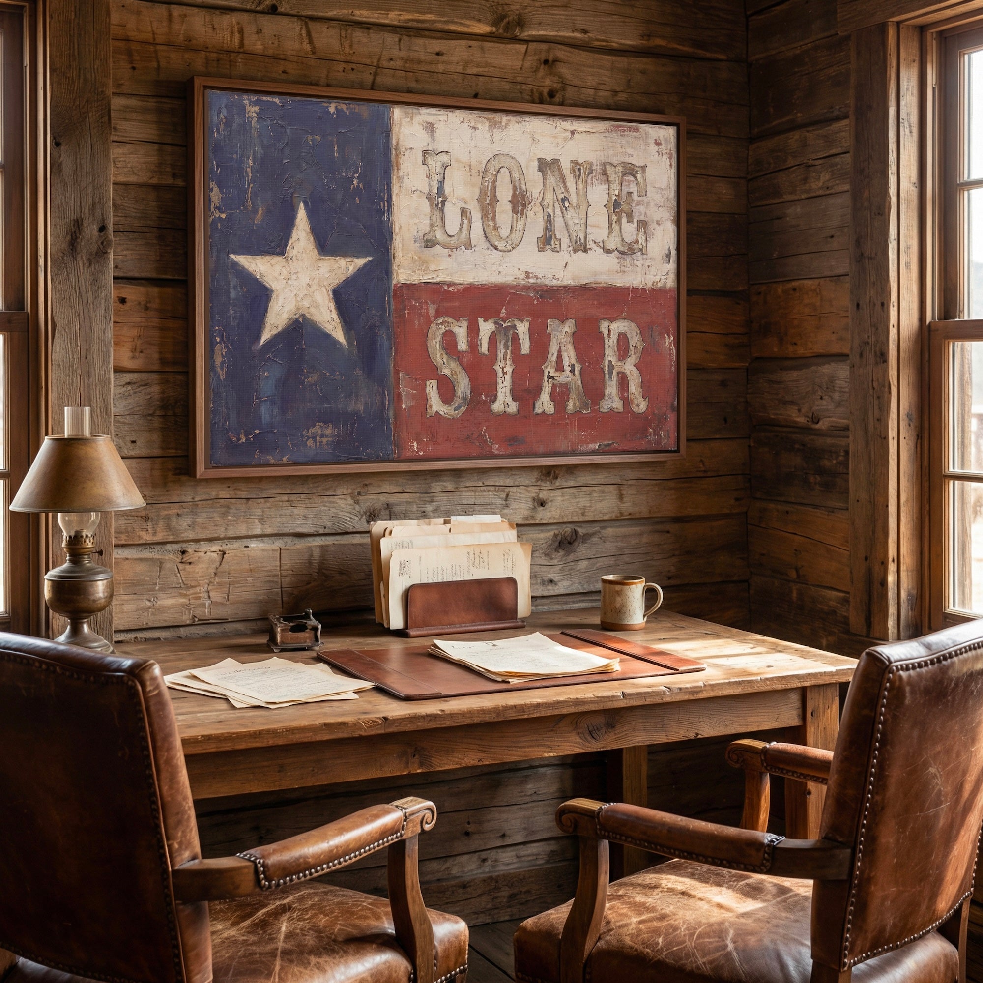 Texas Flag Lone Star: Vintage Old West Frontier Art Print