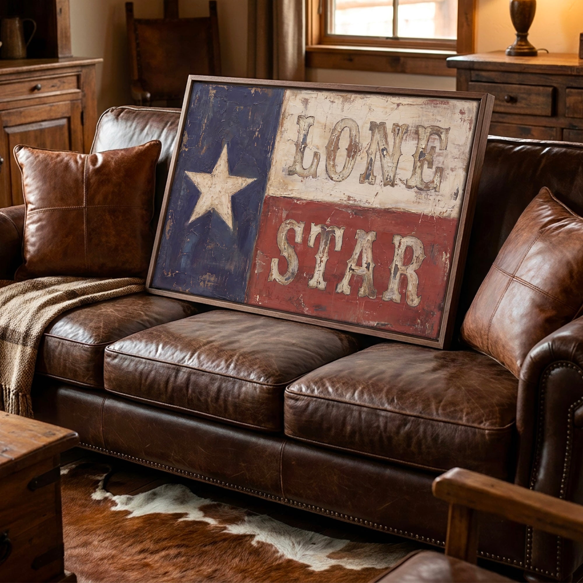 Texas Flag Lone Star: Vintage Old West Frontier Art Print