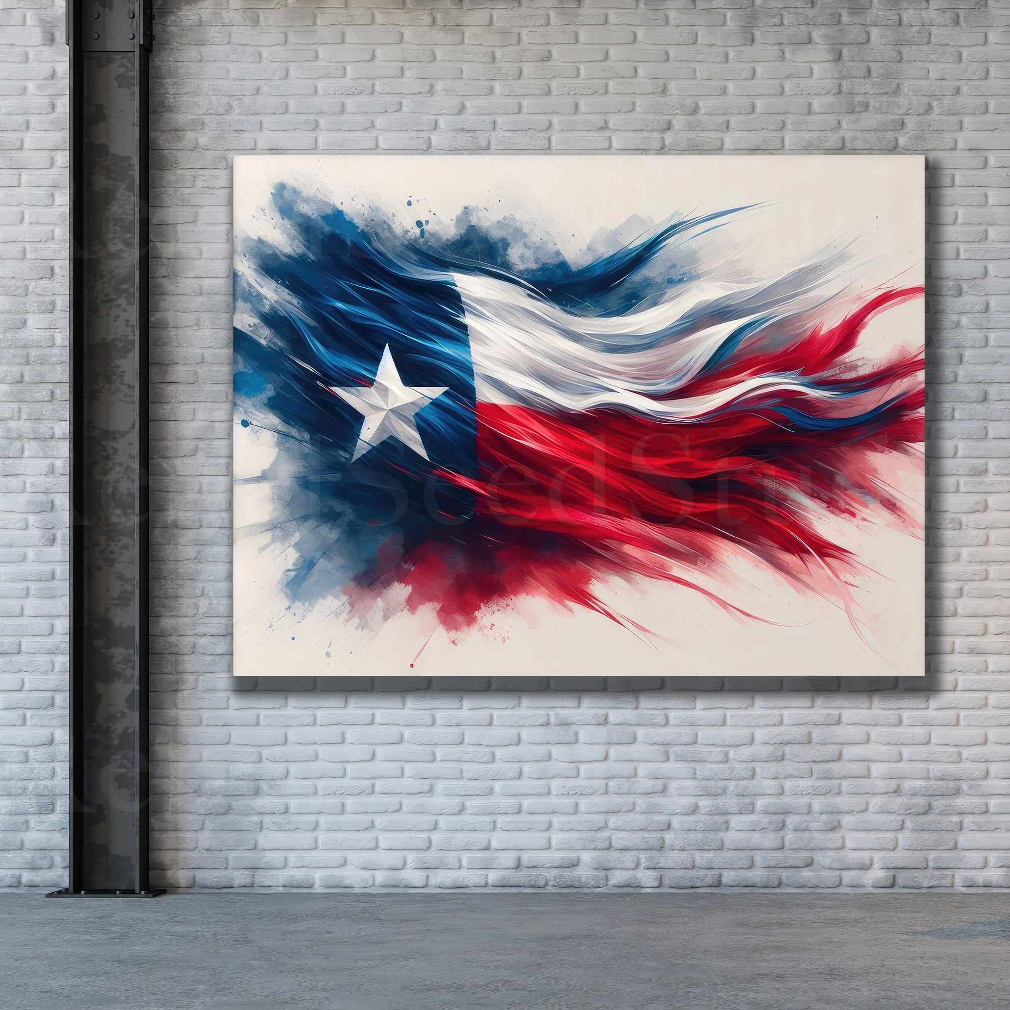 Texas Flag Watercolor - Wall Art (Metal Print, Archival Print, or Poster Print)