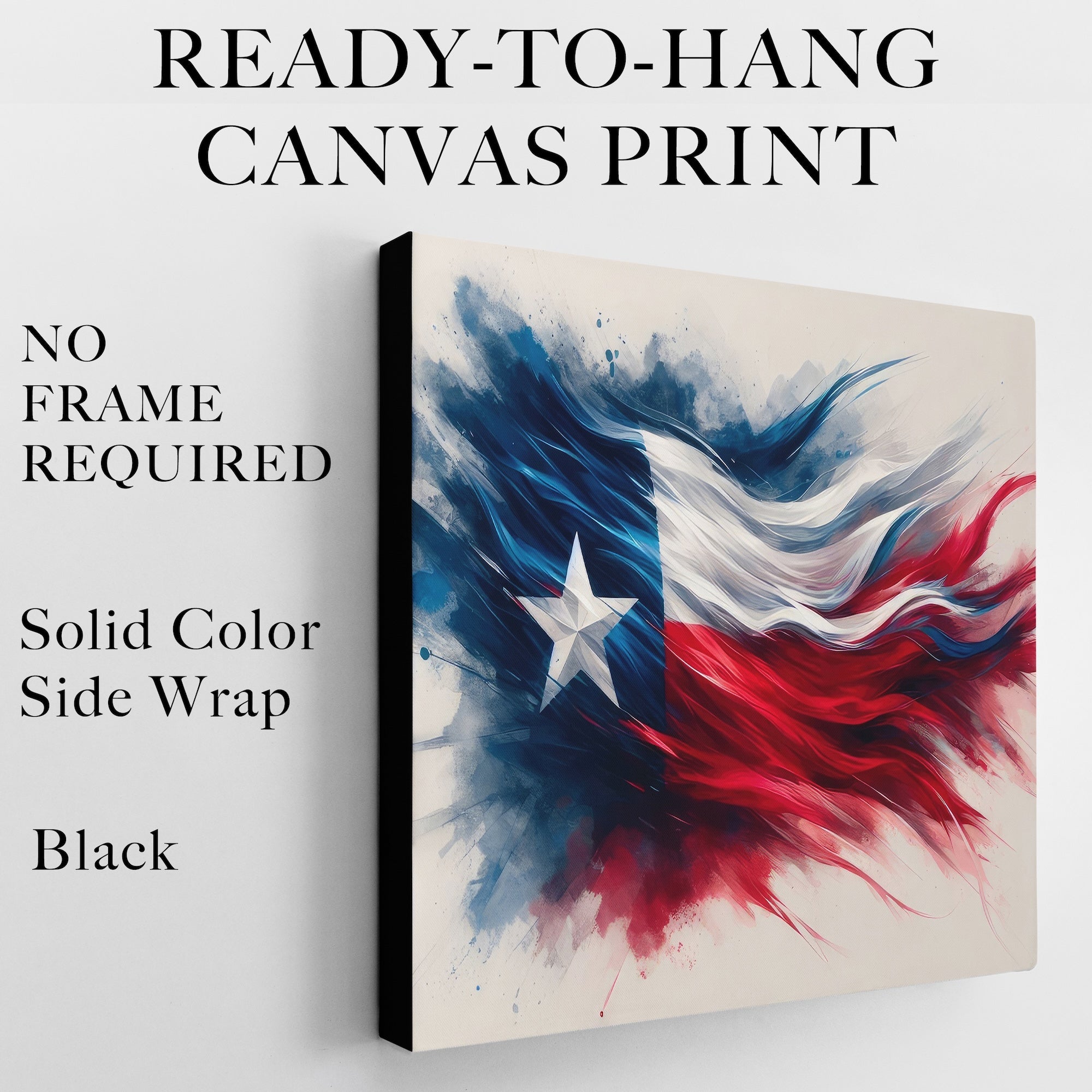 Texas Lone Star Flag: Patriotic Western Watercolor Wall Decor (Ready-to-Hang Canvas or Ready-to-Frame Fine Art Poster Print)