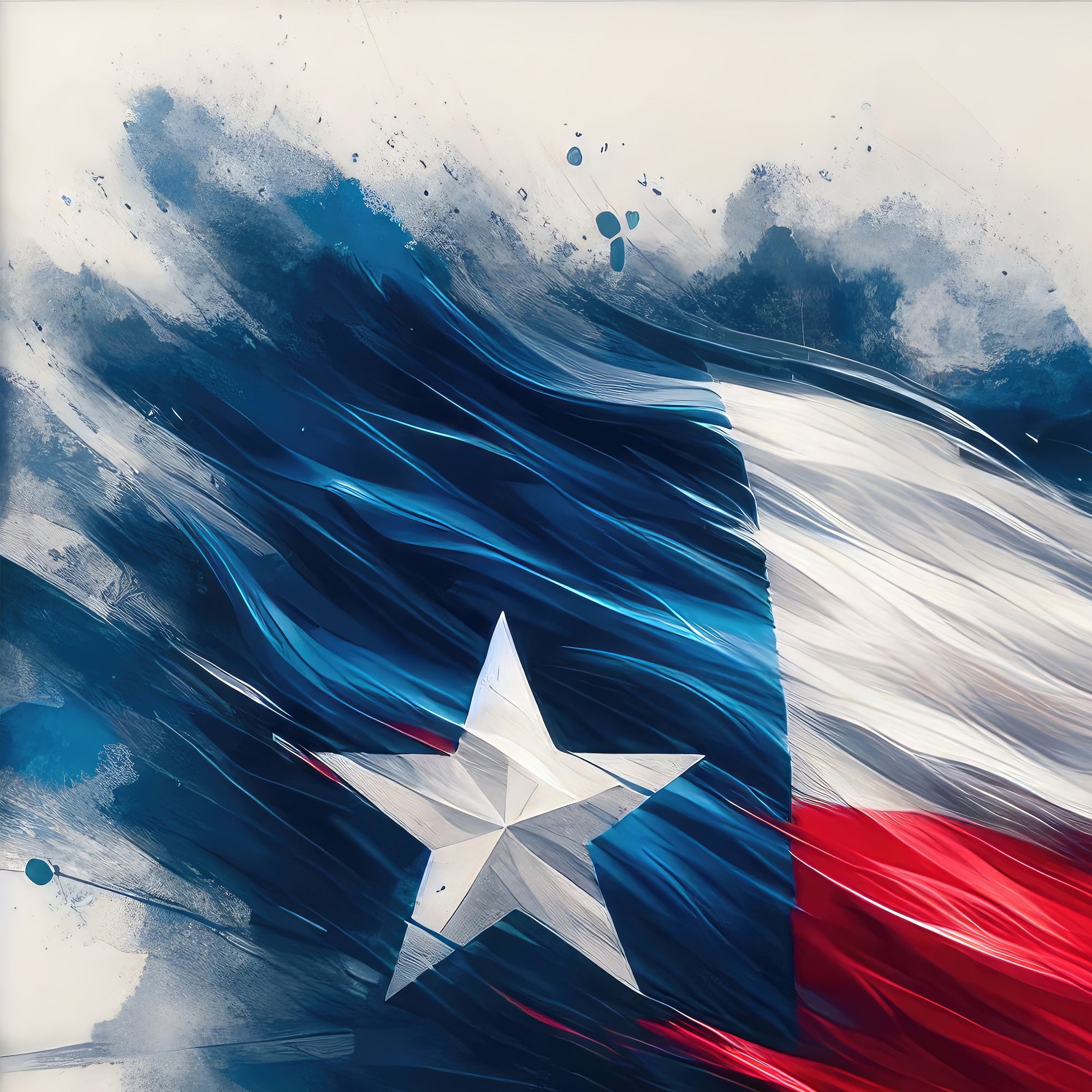Texas Lone Star Flag: Patriotic Western Watercolor Wall Decor (Ready-to-Hang Canvas or Ready-to-Frame Fine Art Poster Print)